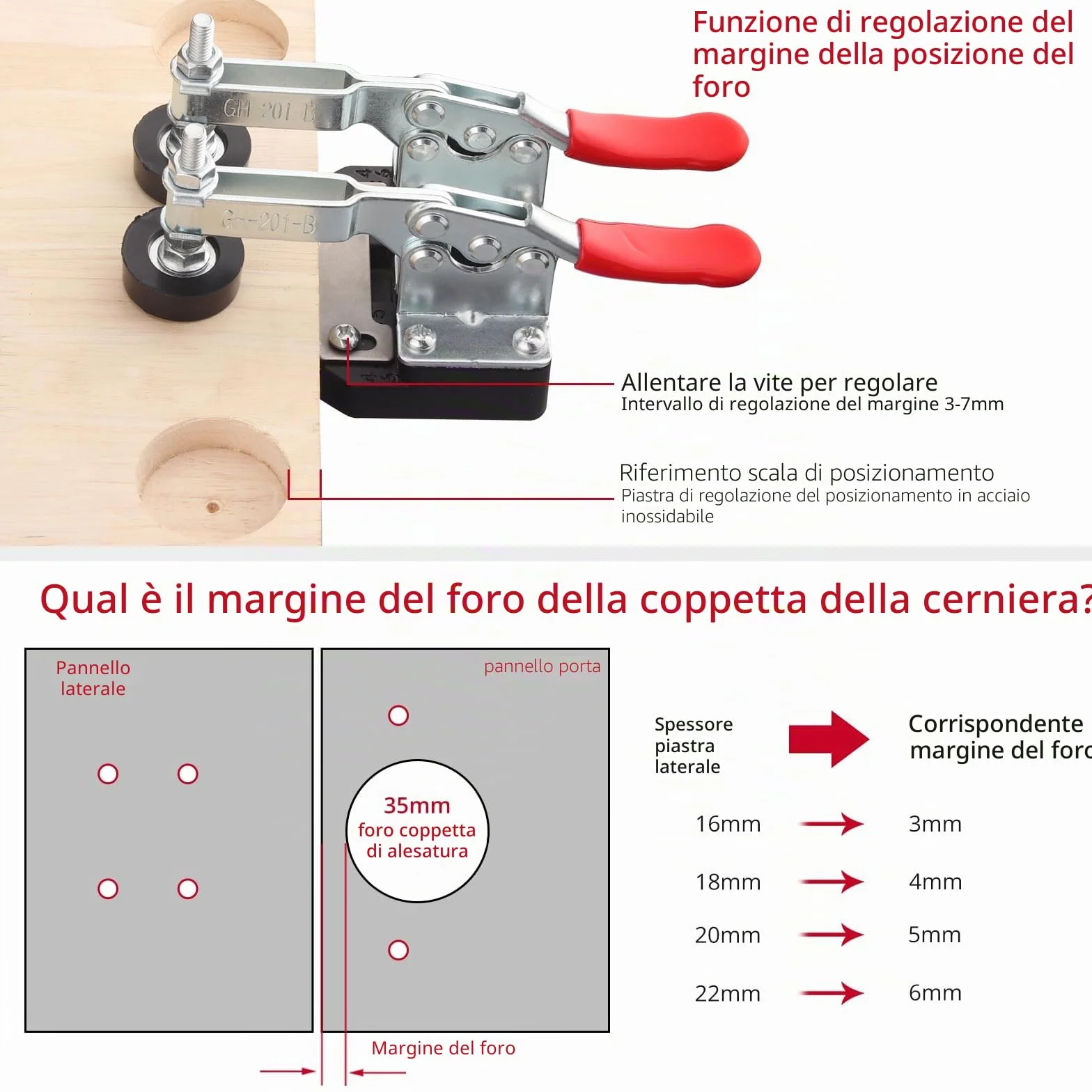 XUNTOP Dima di Foratura Cerniera 35mm Doppia Clip Fissa per Cerniere Nascoste in Lega di Alluminio