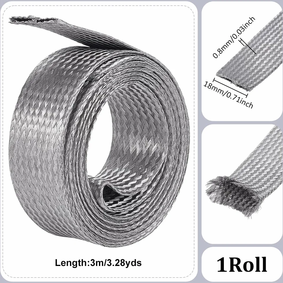 UNICRAFTALE Treccia metallica intrecciata in acciaio inossidabile 30 mm di larghezza 3 m guaina schermatura cavi nastro metallico flessibile estensibile per protezione cavi elettrici