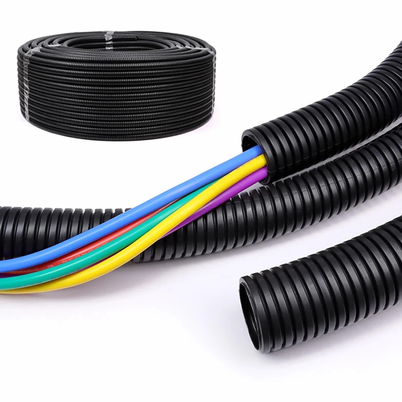 Tubo Corrugato Nero Diametro 20 mm 50M Flessibile Autoestinguente Resistente Pieghevole per Impianti Elettrici Passaggio e Protezione Cavi
