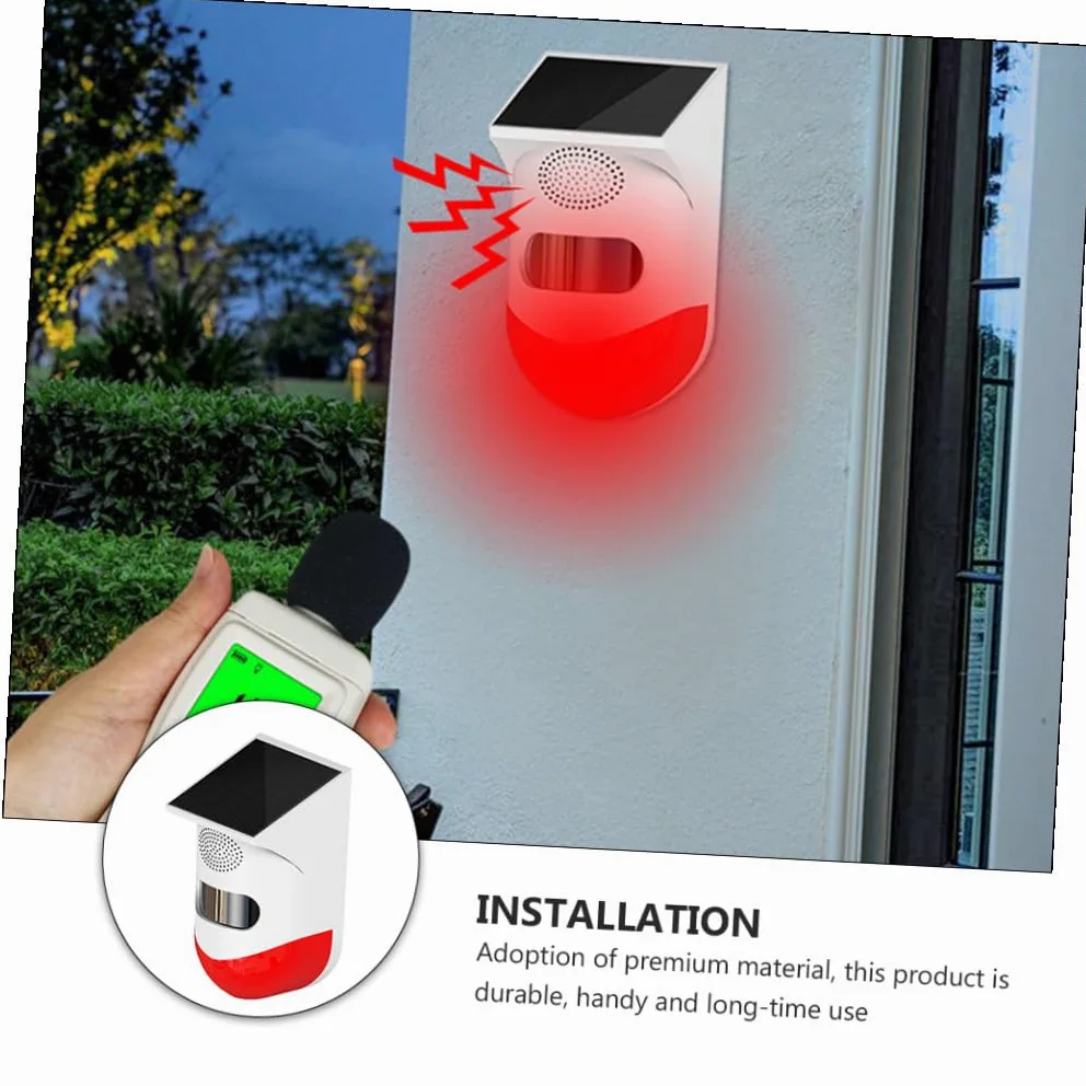 iplusmile Allarme Solare da Esterno Sensore Infrarosso, Ip67 Abs e Silicio, senza Fili Forte Sirena per Sicurezza Casa e Giardino