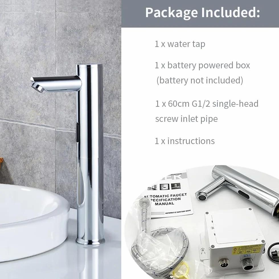 ENCOFT Rubinetto Acqua Fredda Automatico Sensore Infrarossi Touchless Lavabo Bagno 20cm
