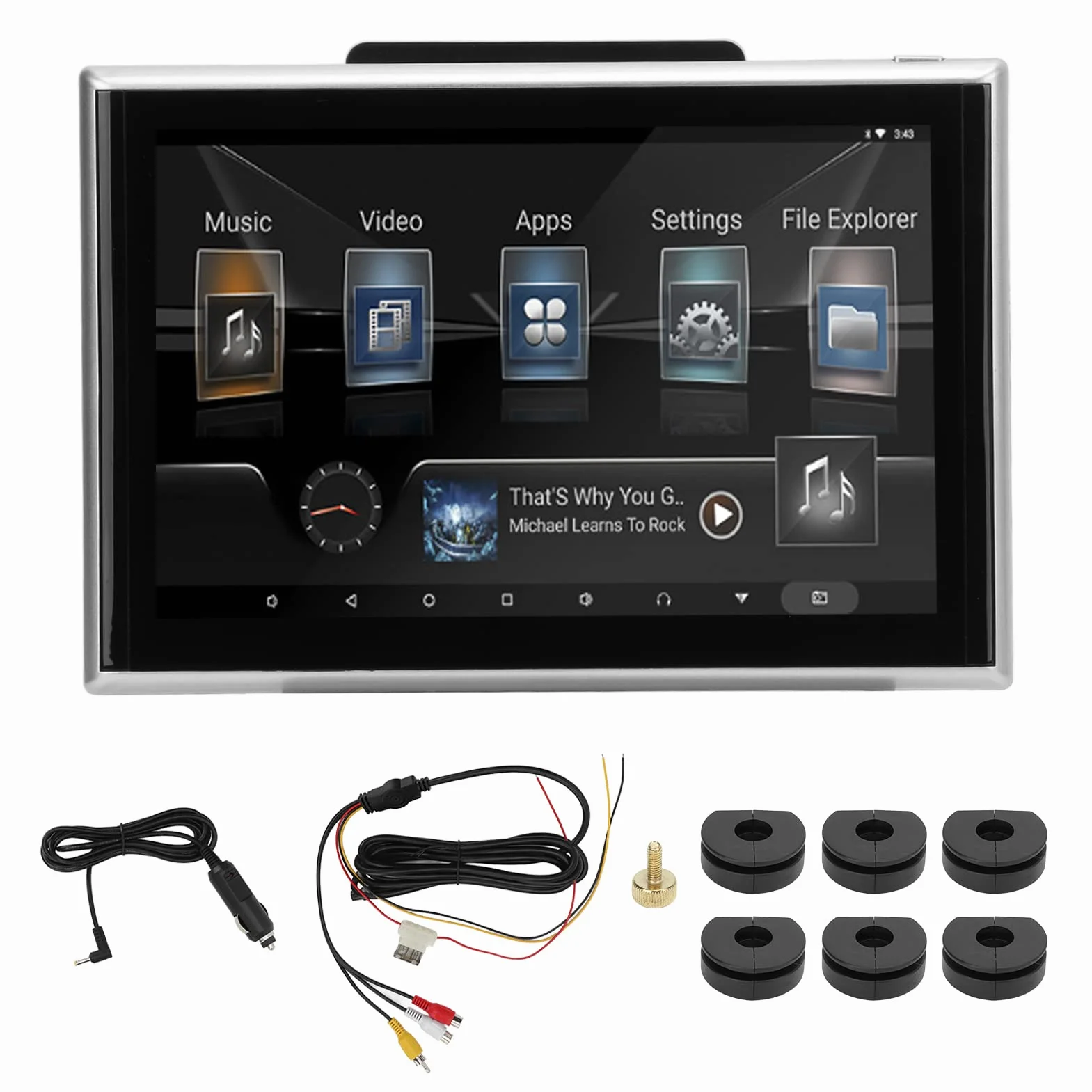 Fockety Lettore video poggiatesta per auto, 9In Car 4K WIFI Bluetooth Touch Screen TV poggiatesta MP3 MP4 WMA AVI Monitor per poggiatesta Monitor multimediale digitale con trasmettitore FM