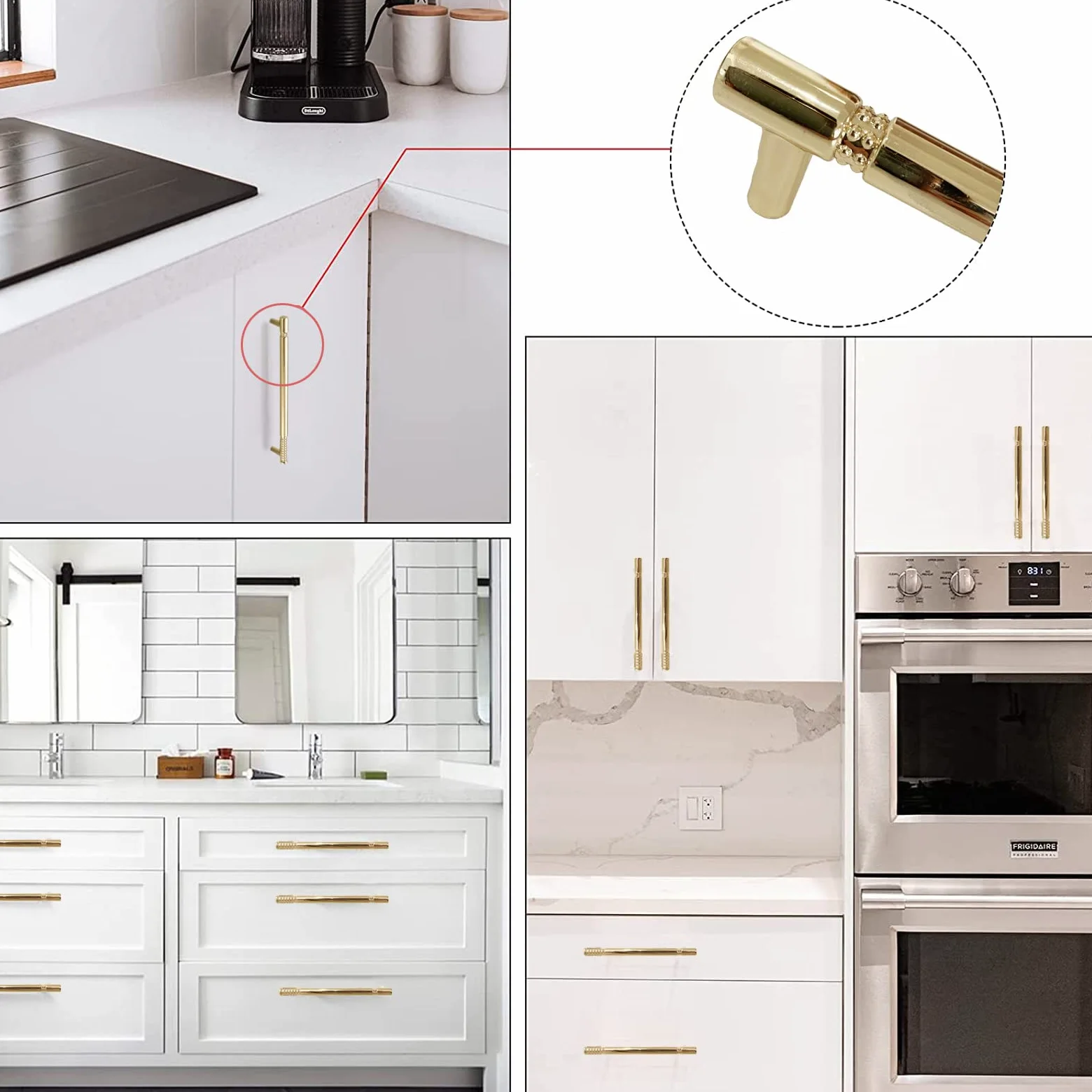6 Pezzi Maniglie per Mobili da Cucina 96mm, Oro Maniglia per Cassetti Dorate Tiretti Cassetto Moderni in Lega di Zinco Maniglie Armadio Porte per Camera da Letto Guardaroba Comò