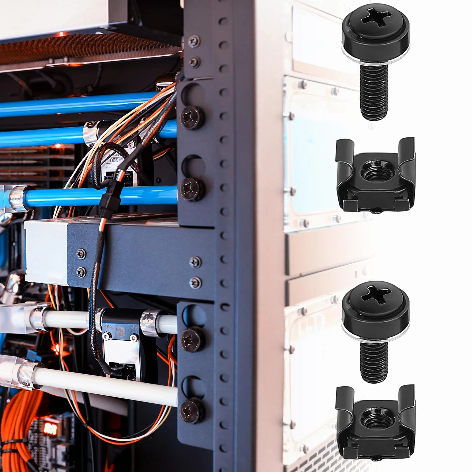 Set di 110 dadi a gabbia M6 per armadi di rete e server, con fascette nero