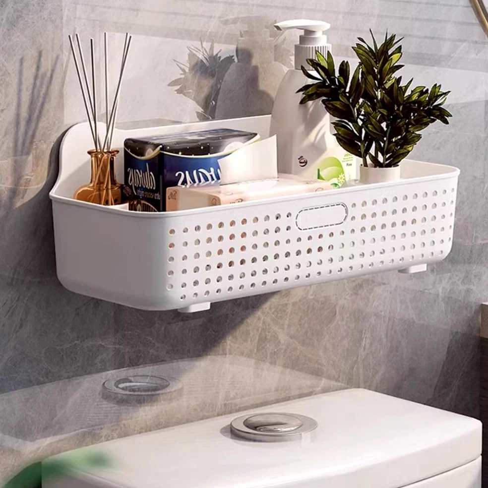 Mensole sospese per il bagno Portaoggetti da doccia in plastica, organizer da parete for doccia con 6 ganci, cestino portaoggetti da doccia senza foratura for bagno, cucina, lavanderia, balcone Access
