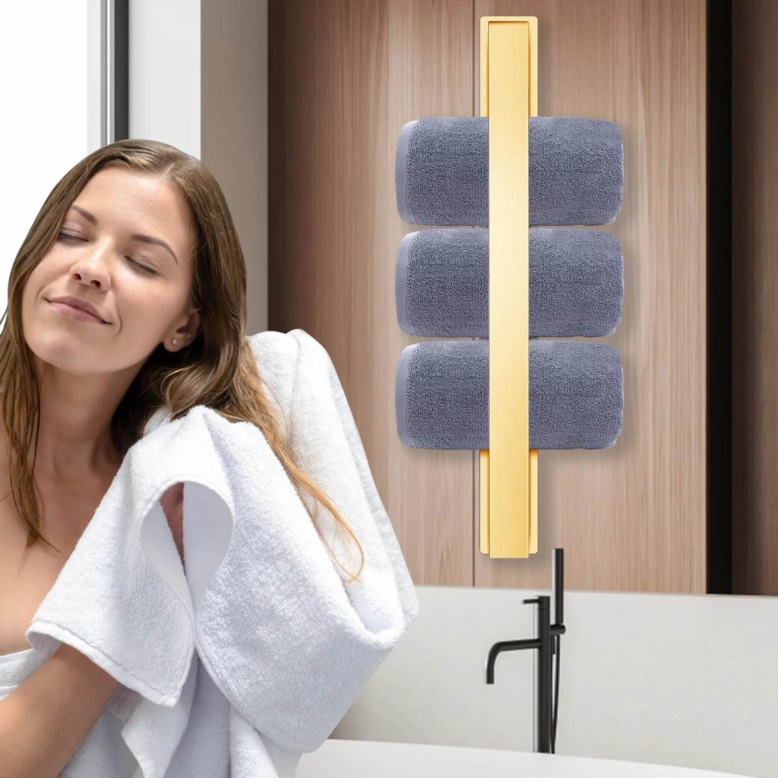 Portasciugamani da bagno in acciaio inossidabile impermeabile antiruggine 40 cm oro