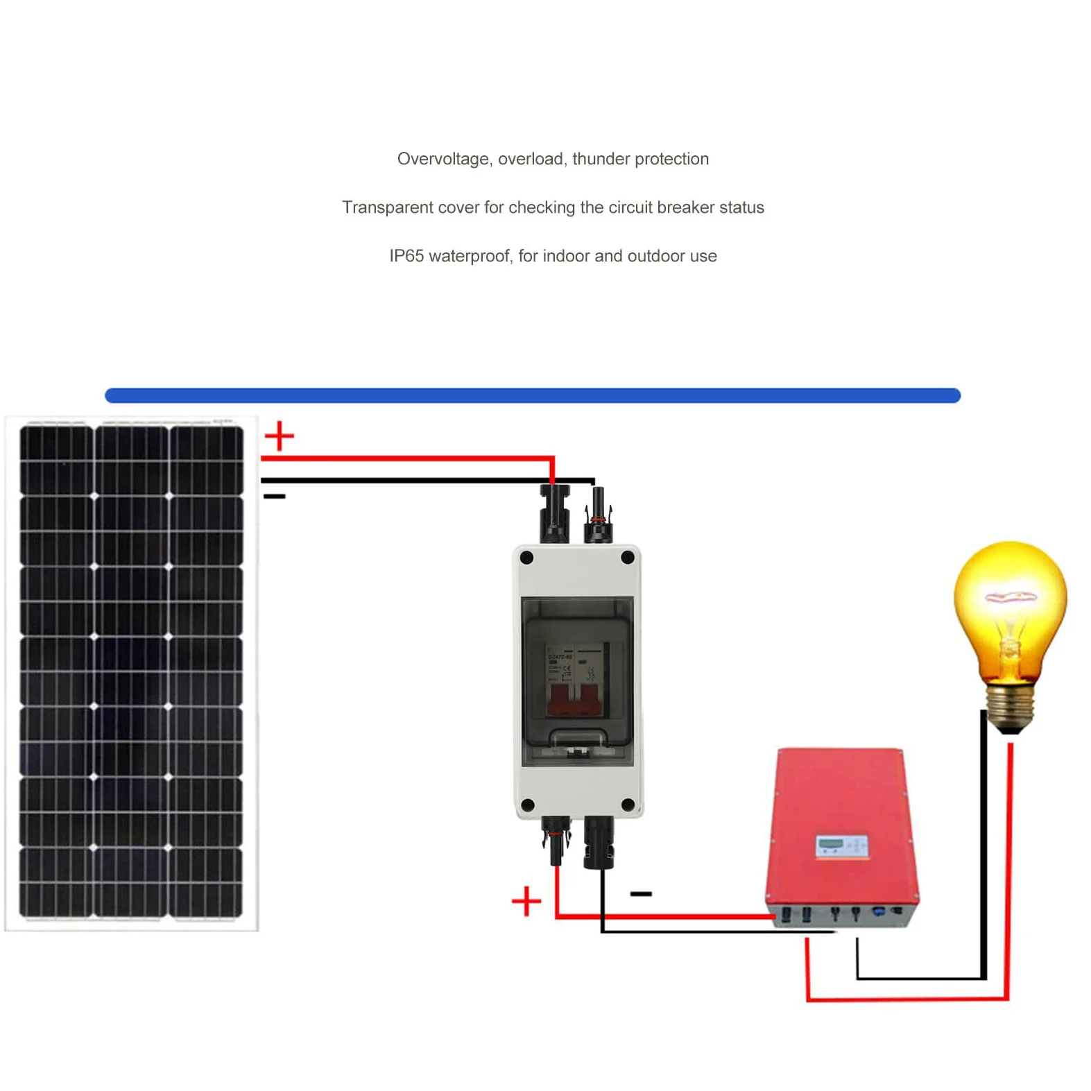 Il Commutatore Solare di Connessione di DC500V, Mini Interruttore con IP65 Impermeabile la Scatola di Distribuzione per Sia Sulla Griglia Che Fuori I Sistemi Fotovoltaici (40A)