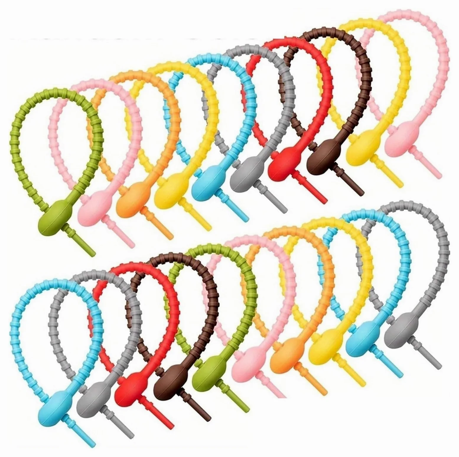 Fascette in silicone multicolori, Fascette in silicone Twist Snake, fascette in 12-21 cm 20-100 pezzi(12cm,100pcs)
