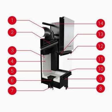KRATKI Inserto per camino in acciaio a legna NBC 10 kW Ø200 saliscendi A+ | Acciaio nero, efficienza 83%, classe A+. Ecodesign, BImSchV 2, Kratki PRO; per recupero calore.; combustione efficiente