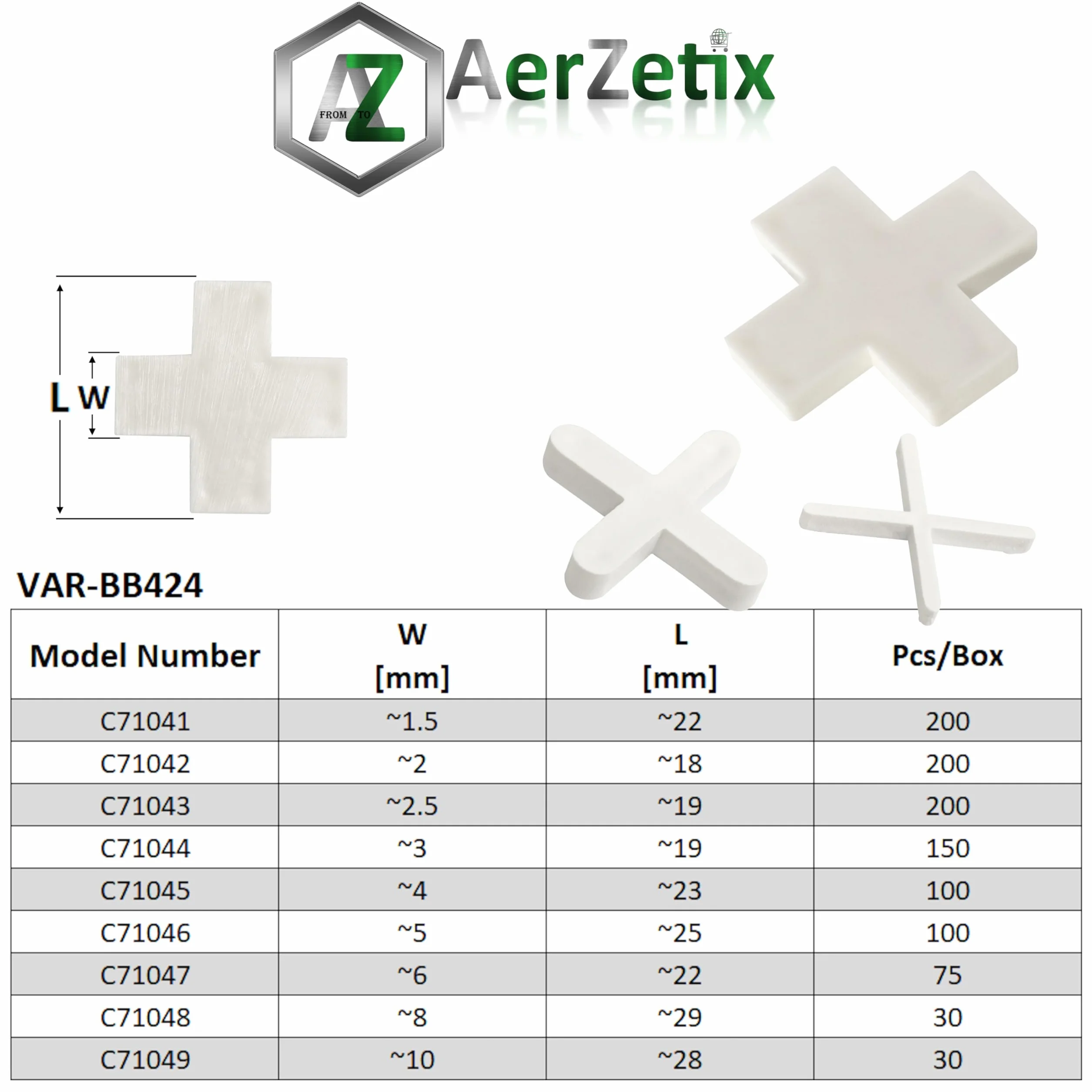 AERZETIX Set di 150 distanziatori a croce 3mm per piastrelle