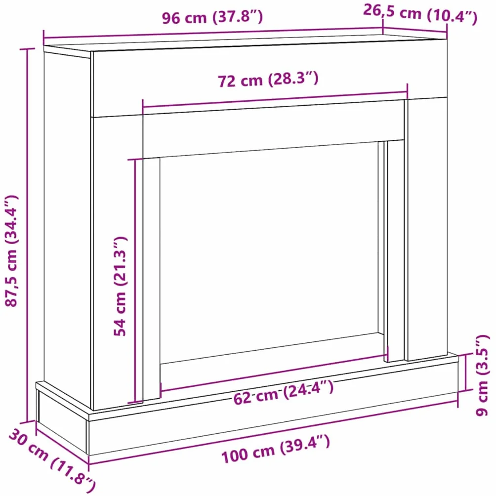 Gecheer Cornice per Camino, Design Funzionale con Ripiano, Compatibilità LED 100x30x87,5 cm Truciolato