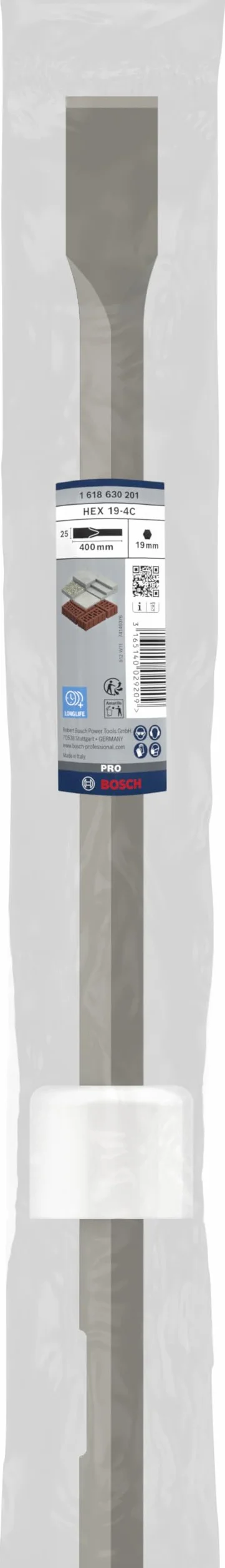 Bosch 1x Scalpello piatto PRO Hex 19-4C (per Calcestruzzo, Mattone, Ø mm, Professional Accessorio Sezionatori)