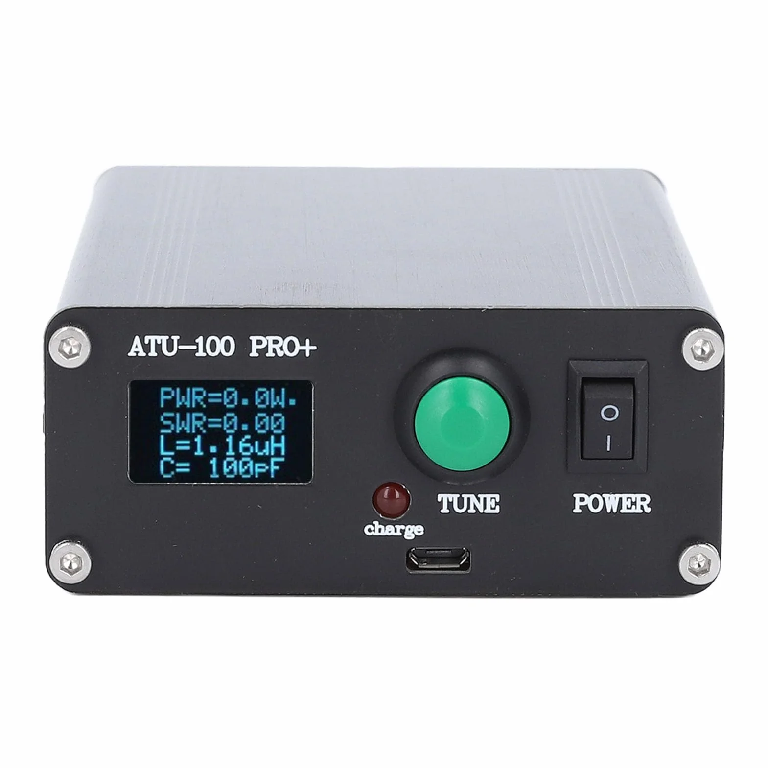 Sintonizzatore Automatico ATU 100 Pro+ per Antenna con Display 0,96 Pollici Ricarica USB Lega di Alluminio e Condensatore SMD per Apparecchiature Radio