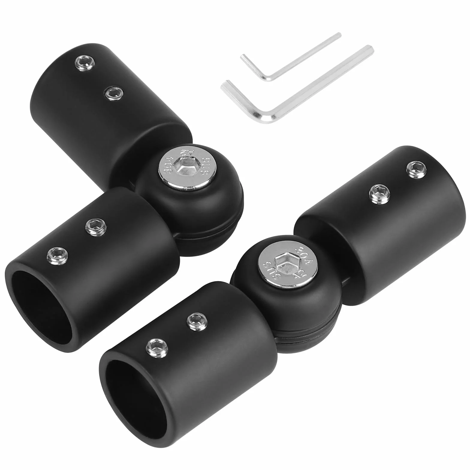 Connettore Angolare per Barra Tenda Regolabile 90-180 Gradi Acciaio Inossidabile 19mm 2 Pezzi