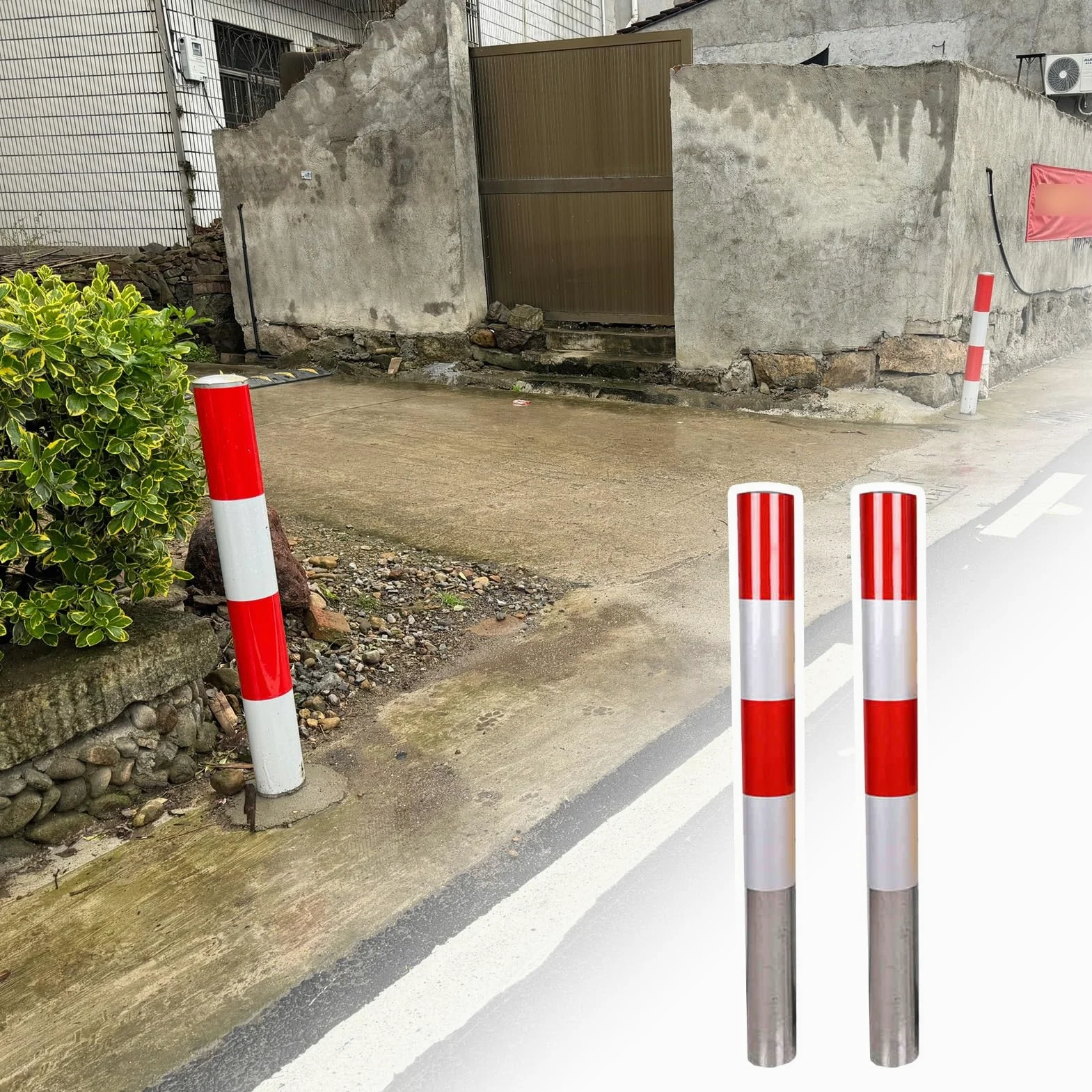 Generico Palo di Segnalazione Riflettente per la Sicurezza - Delimitatore di Traffico Bianco e Rosso, Robusto palo di Avvertimento per parcheggio per Uso Commerciale e privato, 2 Pezzi, H120xL7,6cm (