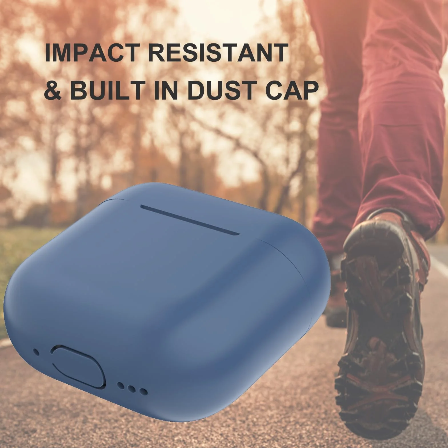 Custodia per Airpods 4, Case Protettiva Sottile in Silicone per AirPods 4th 2024 (USB-C) Cover in Silicone Visibile con LED Frontale, Navy Blu