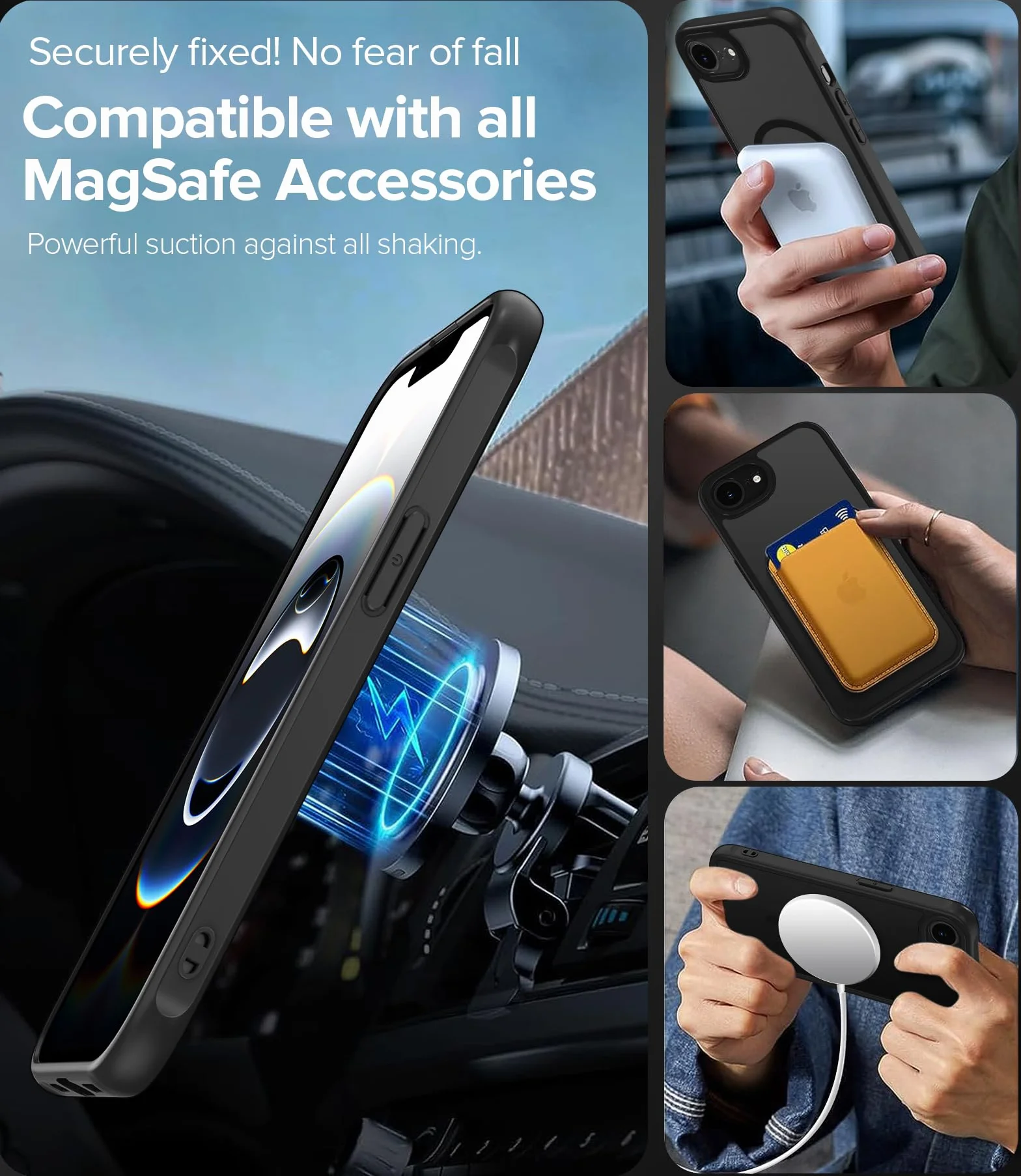 iVoler Cover Magnetica per iPhone 17e / iPhone 16e, [Compatibile con MagSafe] [Protezione Antiurto di Grado Militare] Custodia Anti-graffi Traslucida Opaca Posteriore Sottile Case, Nero