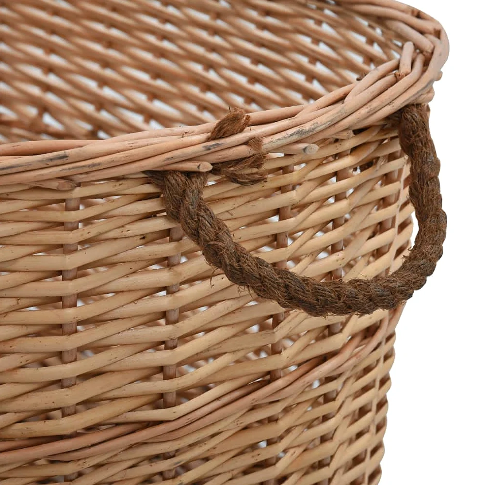Cesto per legna in vimini naturale con manici, 88 x 57 x 34 cm, per legna da ardere, conservazione e conservazione in soggiorno, camino, forno, terrazza e giardino