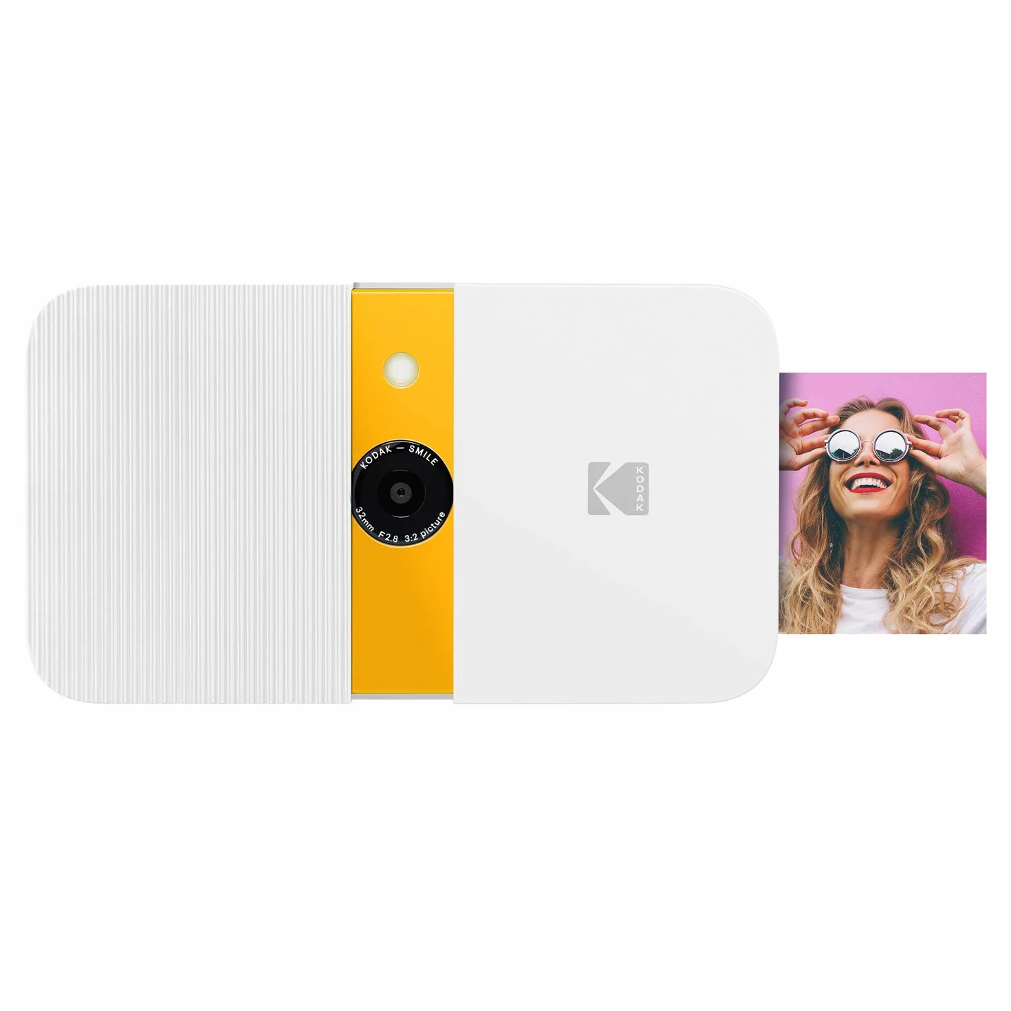 KODAK Smile Fotocamera Digitale a Stampa Istantanea, 10MP con Stampante ZINK 2x3, Schermo, Messa a Fuoco Fissa, Flash Automatico e Fotoritocco, Apribile a Scorrimento, Bianco/Giallo