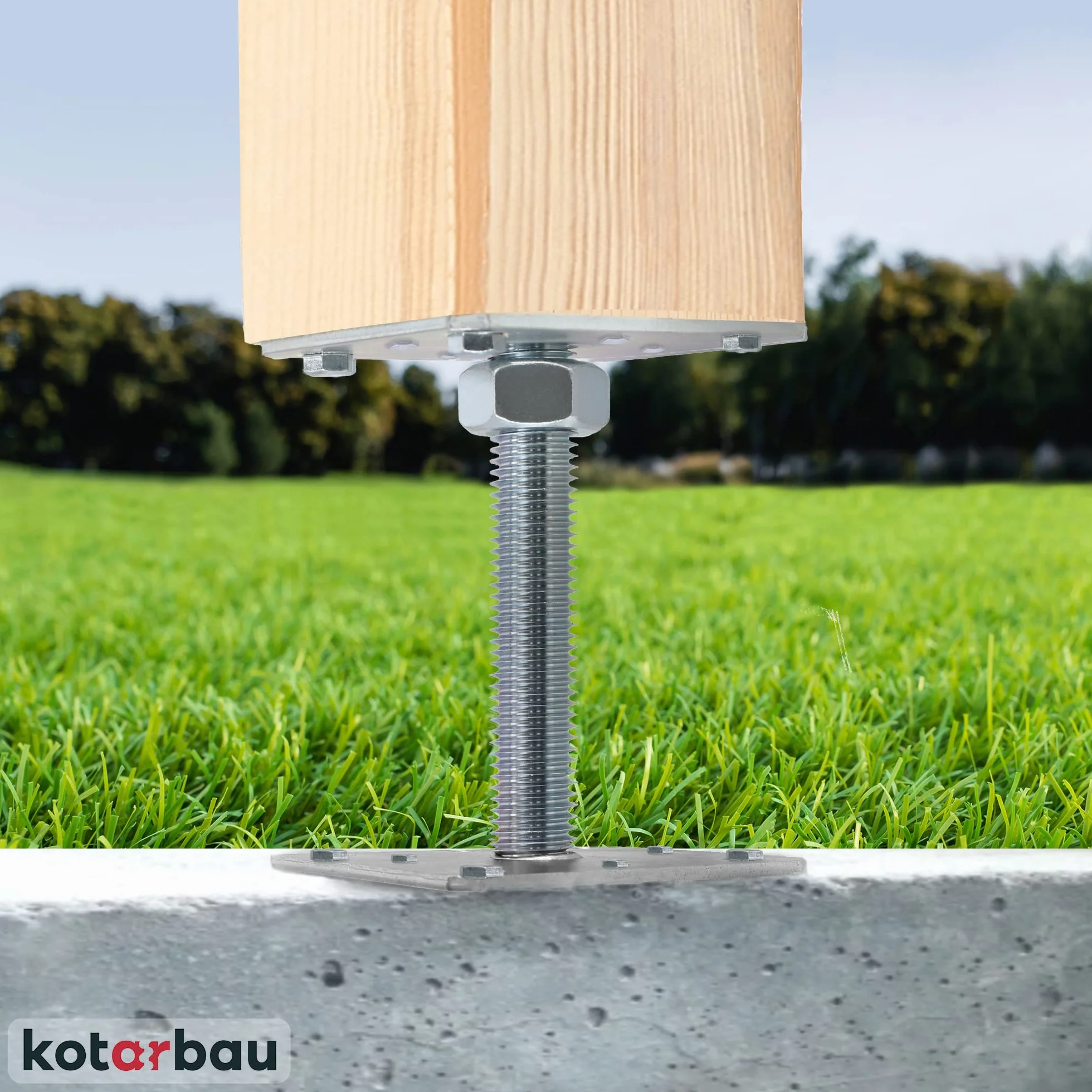 KOTARBAU Supporto per Pali in Legno Regolabile 110x110x250 mm M24 Acciaio Zincato