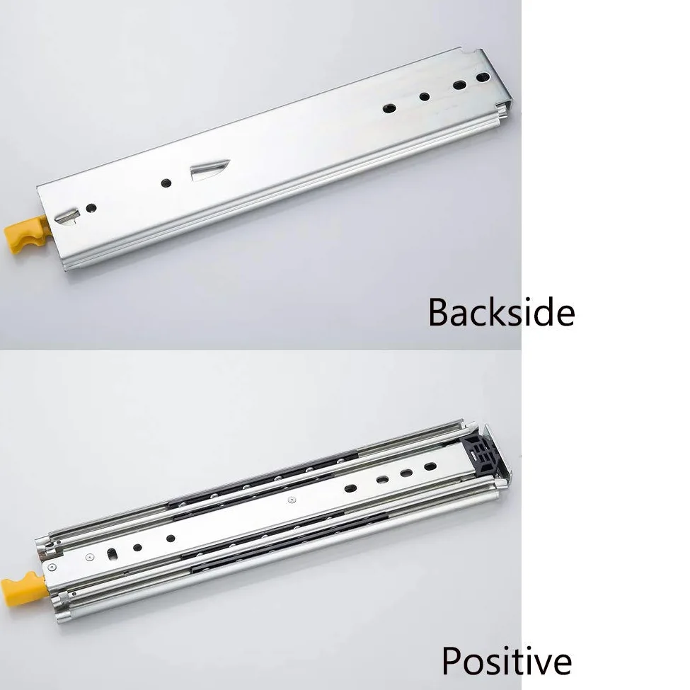 Guide per cassetti Guida per cassetti Push to Open Guide per cassetti Guide per cassetti ad Estrazione Totale Guida per carichi Pesanti 3 Pieghe Metallo capacità di carico 220 Kg/Argento/800