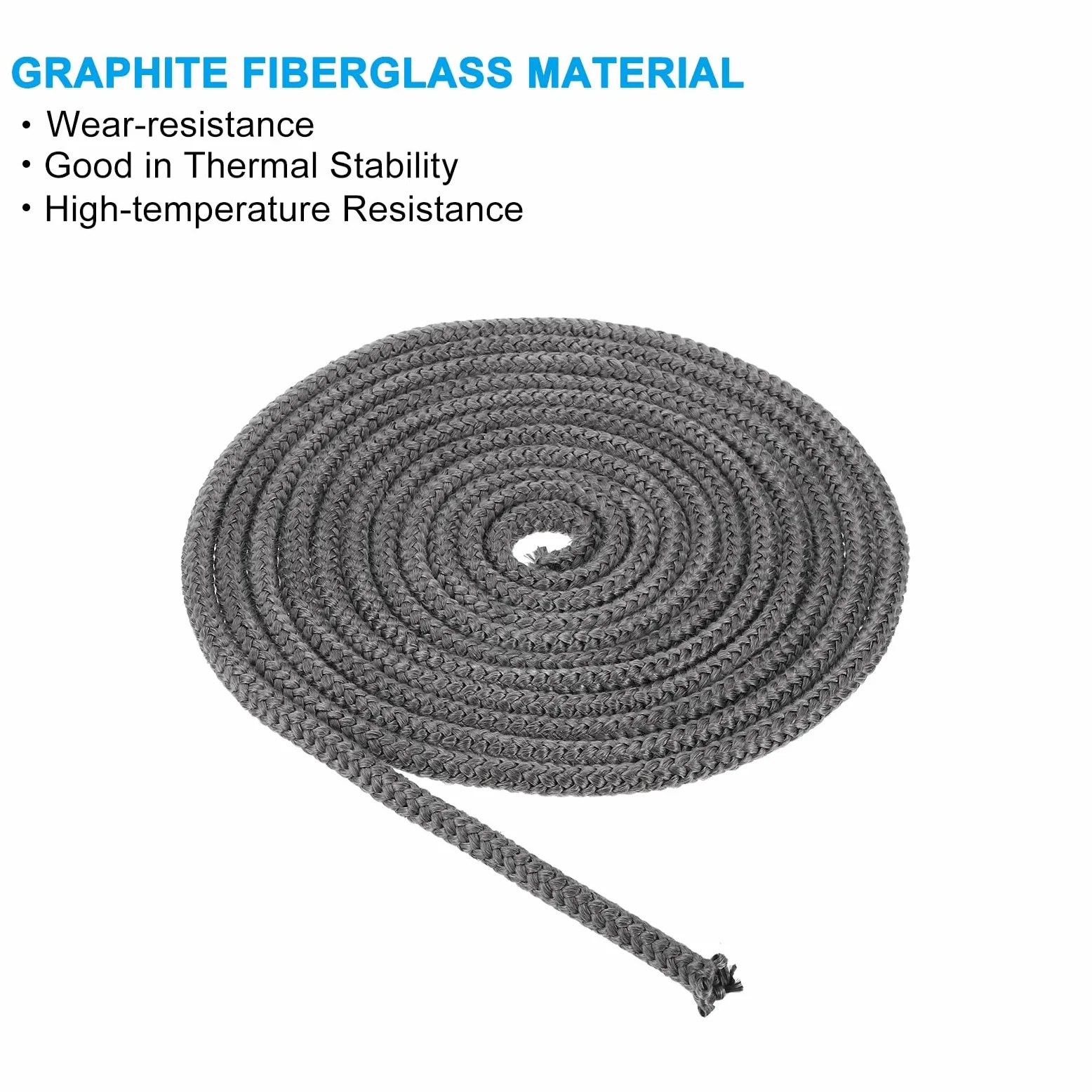 PATIKIL 2Pcs Guarnizione Per Stufa 10mm x 5 Metri Per Stufe Nero | Cordone Rotondo In Fibre Di Vetro Grafite, Resistente Ad Alta Temperatura, Porte Di Camini