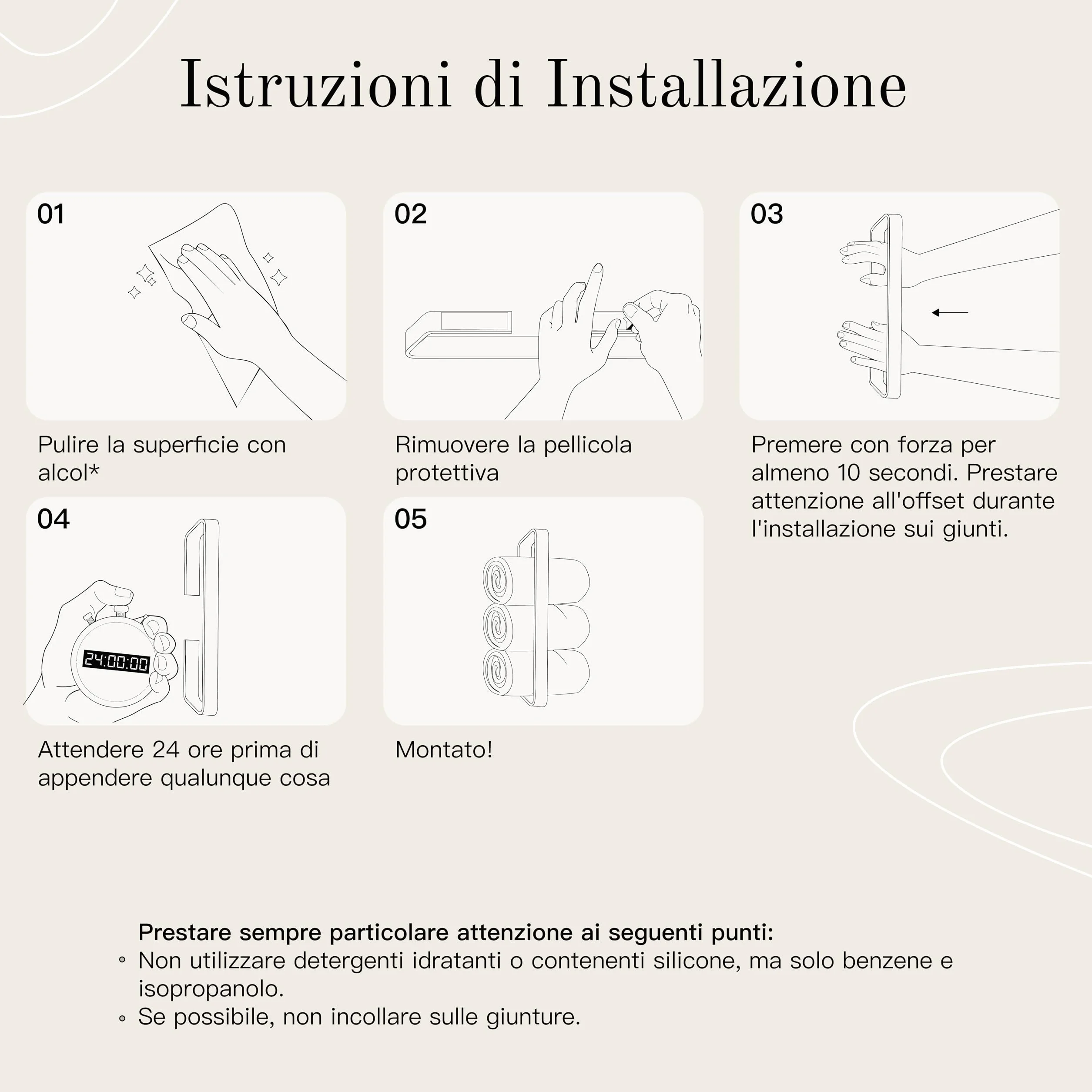 Designfabrik Porta asciugamani adesivo senza forare bagno moderno grigio argento