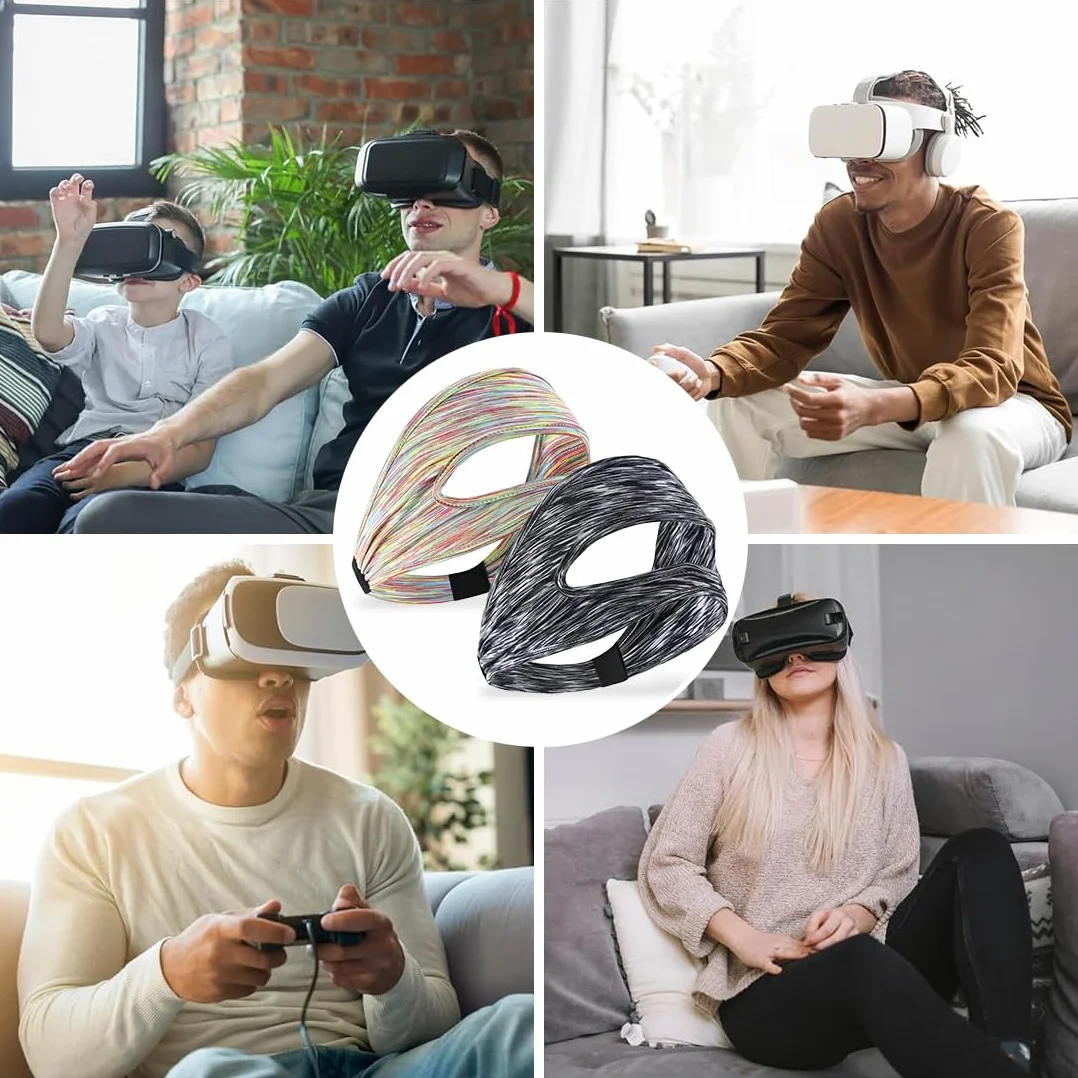 2 Pezzi VR Maschera per Occhi per Meta Quest 3/Quest 3S, VR Traspirante Maschera, Lavabile VR mascher, per PS VR2/Meta Quest Pro/Meta Quest 2/Oculus Quest 2/HTC Vive (Grigio+Colore)
