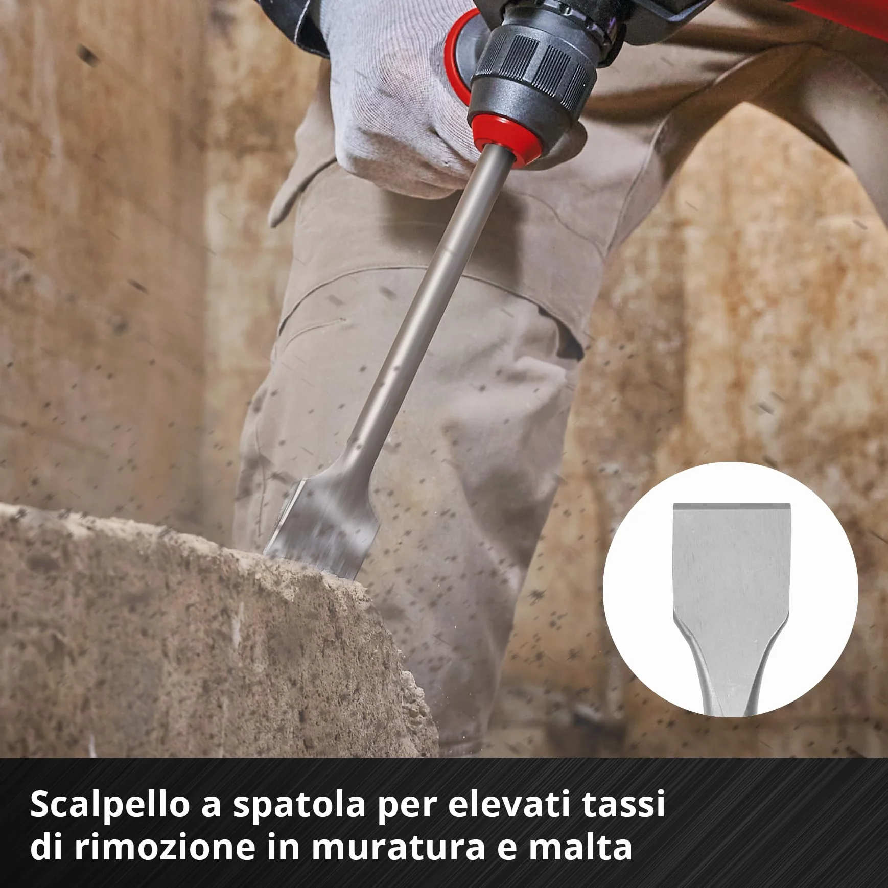 Originale Einhell set di scalpelli SDS Max da 3 pezzi, 400 mm (scalpello a punta, scalpello piatto da 25 mm, scalpello a vanga da 40 mm, acciaio 40 Cr, per lavori di demolizione e ristrutturazione)