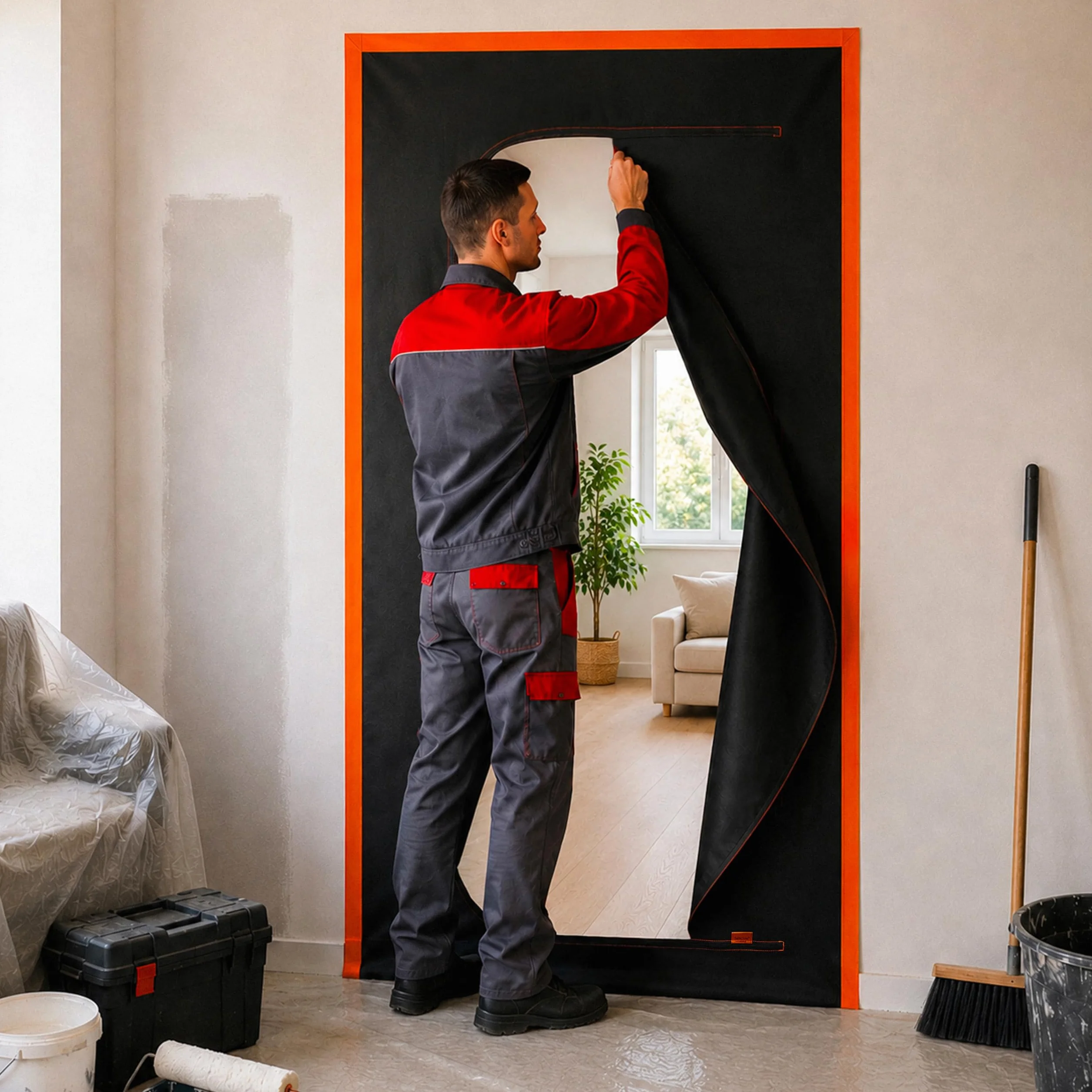 SafeCore Porta Antipolvere 220x110 cm 2 Pezzi, Cerniera Doppia, Tessuto Non Tessuto Polipropilene 120 g/m²