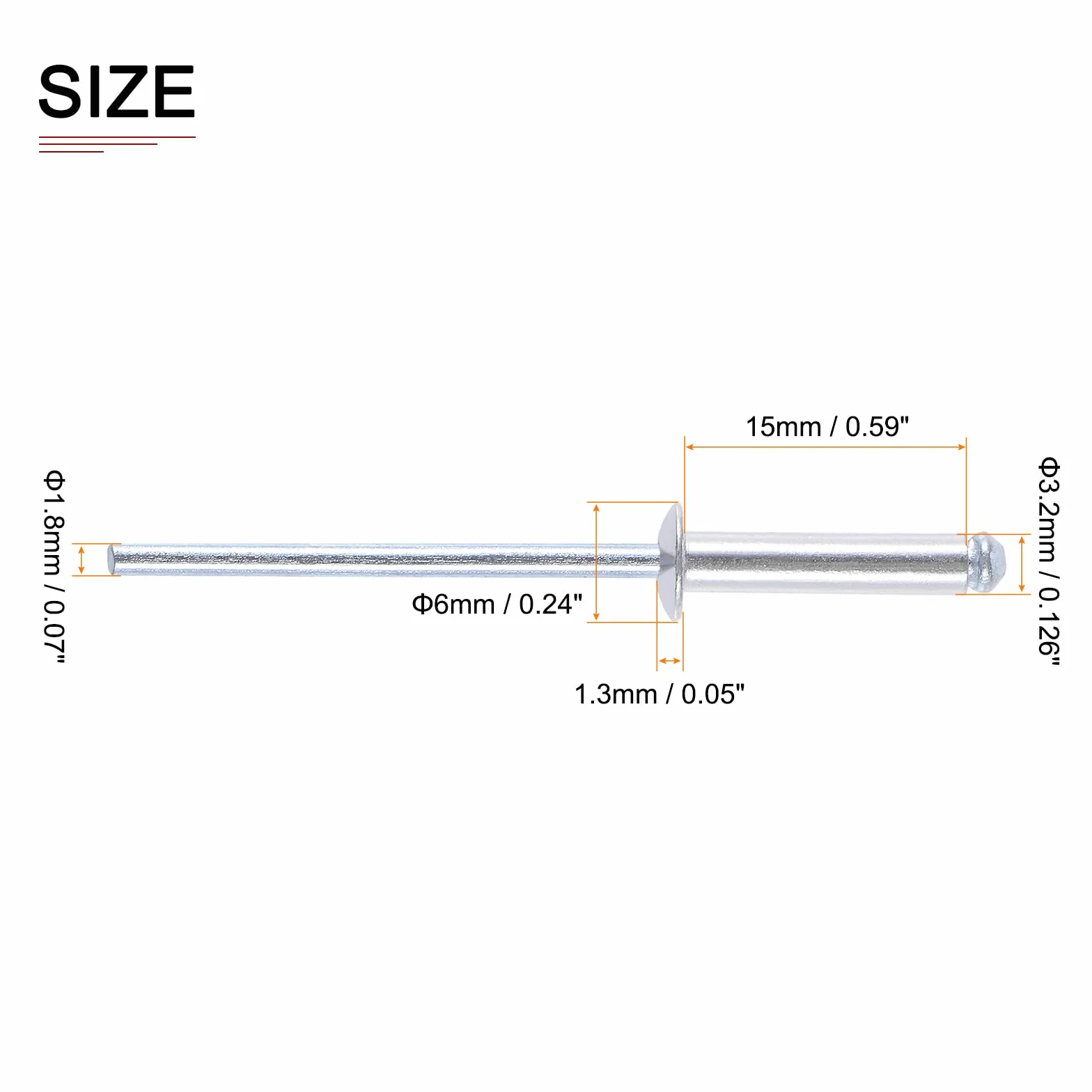Cieco Rivetti 3.2mm x 15mm Alluminio Cupola Aperto Terminale Rivetto 120pz