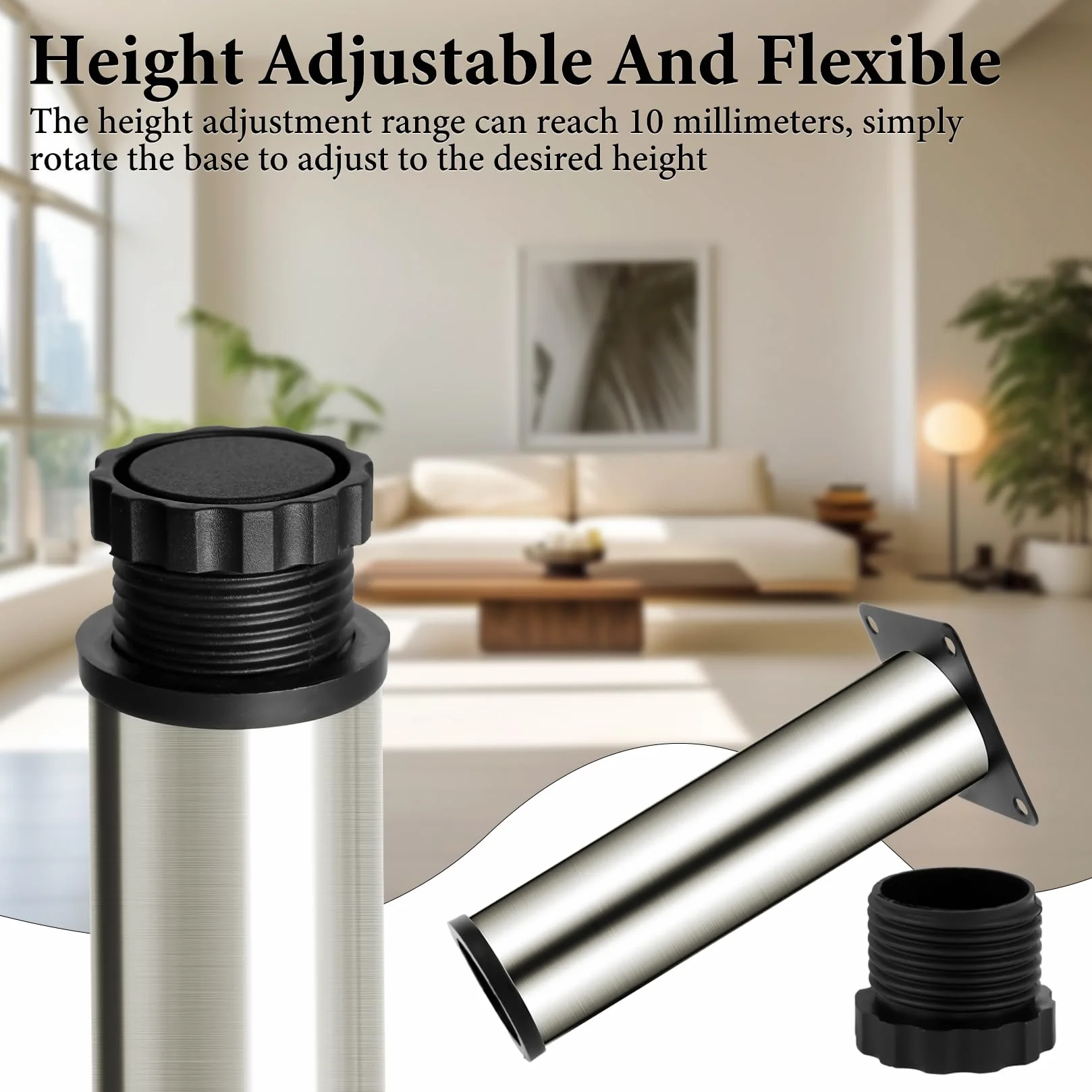 Piedini Regolabili per Mobili 15cm 0-10mm con Viti per Tavolo Sedia Divano Letto Armadietti