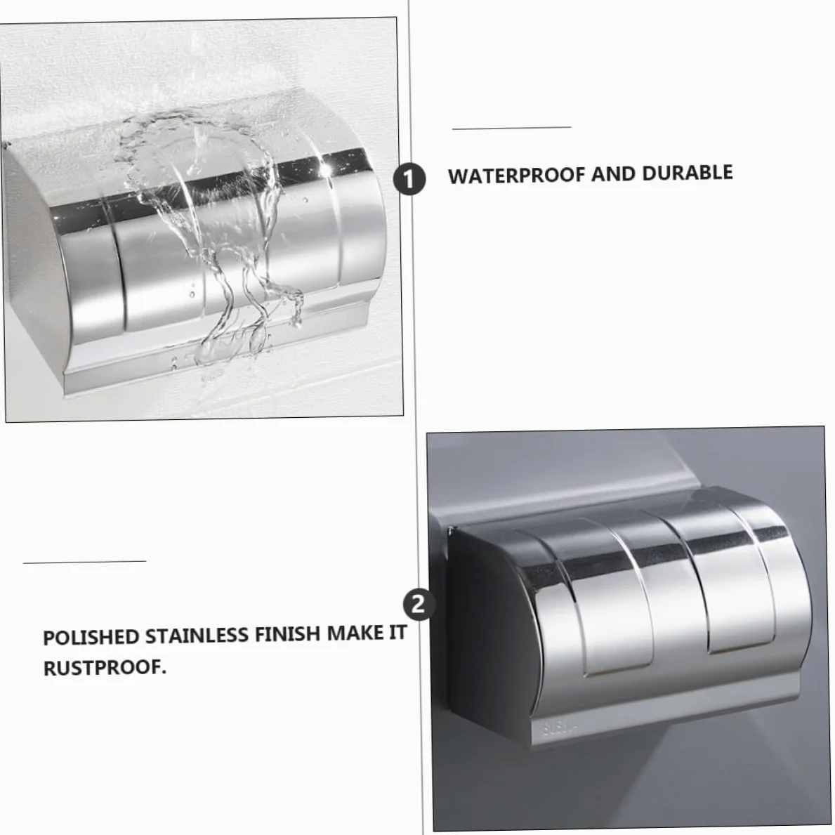 Portarotolo da Bagno in Acciaio Inox 304, Scatola Porta Carta Igienica da Parete senza Fori, Argento, per Casa
