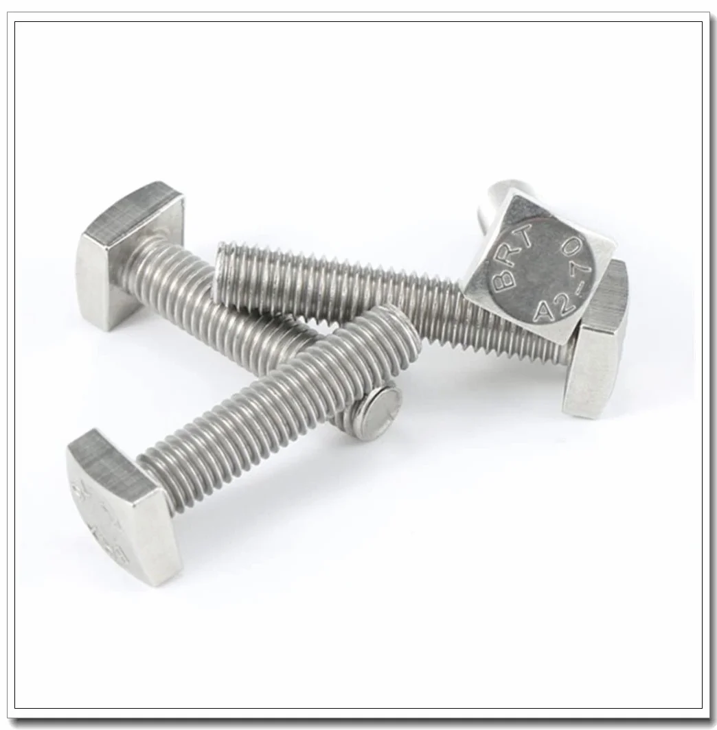 Bullone Testa Quadrata M8x60mm Acciaio Inossidabile 304 4 Pezzi