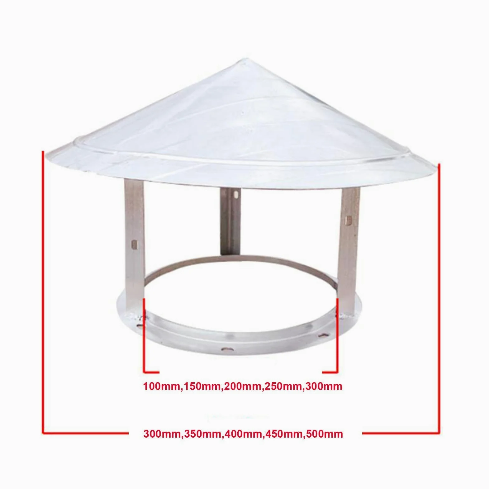 Camino sfiato Cappello Rotondo Tubo di Scarico Cappello parapioggia Ventilazione Tubo del Camino Hood Draught Fire Tetto Cowl,250mm