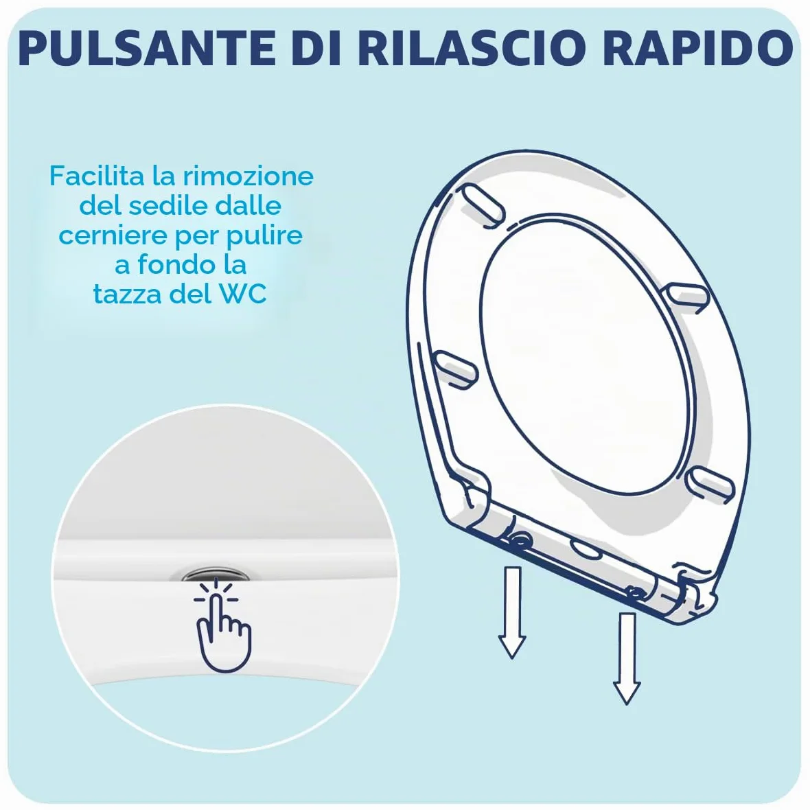 Croydex Levico Flexi-Fix - Sedile WC a forma di D, chiusura rallentata, pulsante di sgancio rapido per una facile pulizia, cerniere regolabili con fissaggi superiore e inferiore inclusi, superficie