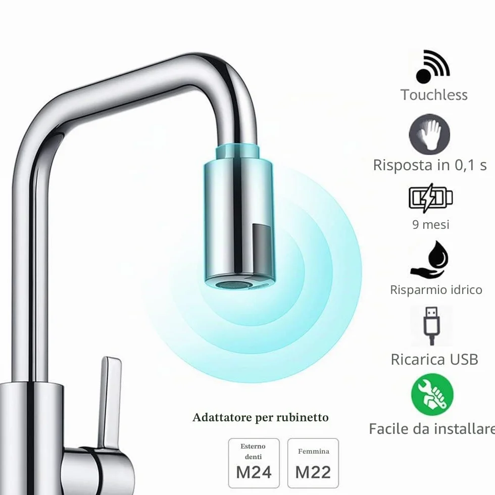 Miscelatore per lavello da cucina rubinetto bagno senza contatto sensore automatico infrarossi