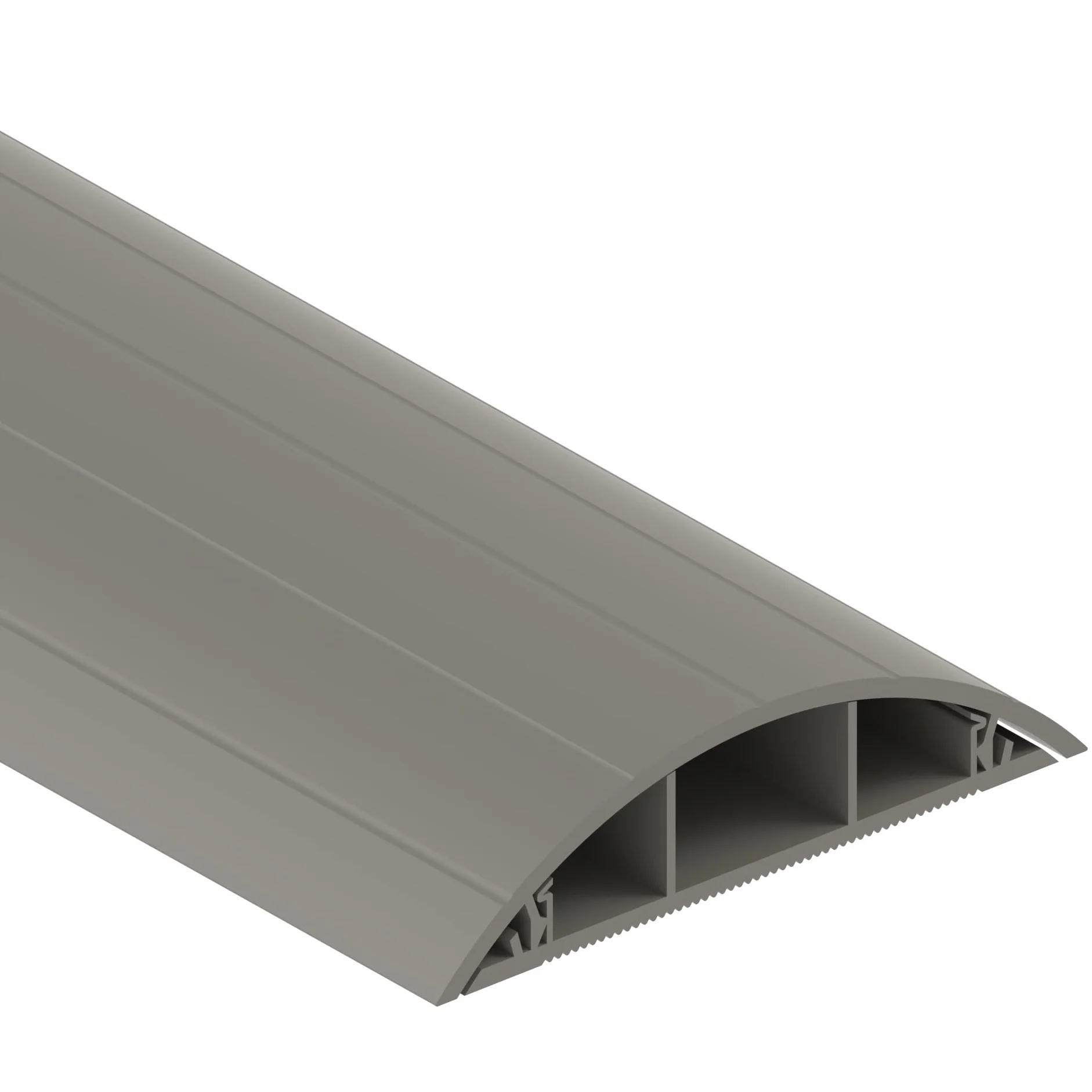 Habengut Guida cavo per pavimento PVC grigio cavo semicircolare 3 cavi larghezza 7,5 cm lunghezza 1 m