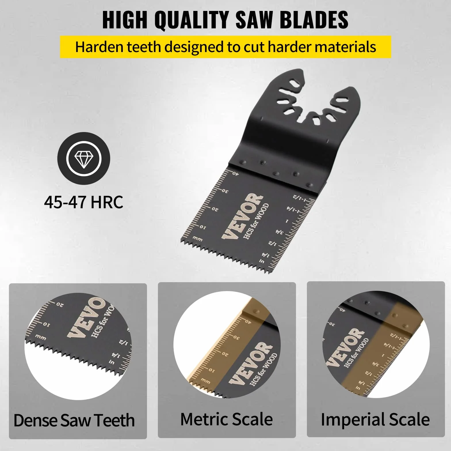 VEVOR Set di Lame Oscillanti 100 Pezzi in HCS per Utensile Multifunzione Taglio di Legno, Kit di Lame Multifunzione Totale 100 Pezzi Sostituibili per Taglio Plastica Legno