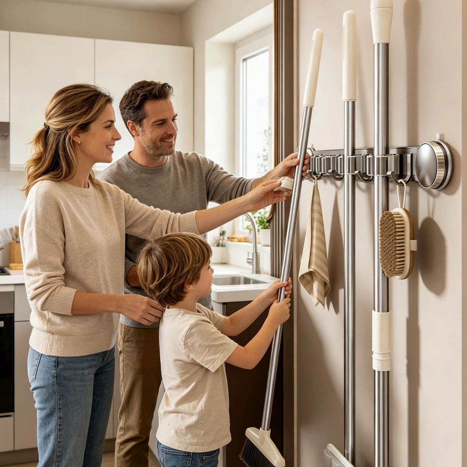 Portascopa A Parete Resistenti Supporti Multiuso Con Impieghi Pesanti | Organizer Da Parete Per Scope Per Dormitorio Ufficio Appartamento Camera Da Soggiorno Bagno