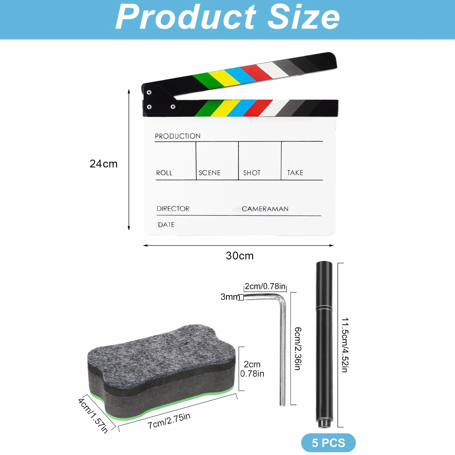 Ciak Cinematografico,Cinematografico di Film Clapper,30x25cm Acrilico Film Clapperboard,Regali per Cinefili,Cinema Gadget,Accessori Regista,Cinematografico per Programmi TV,Vlog