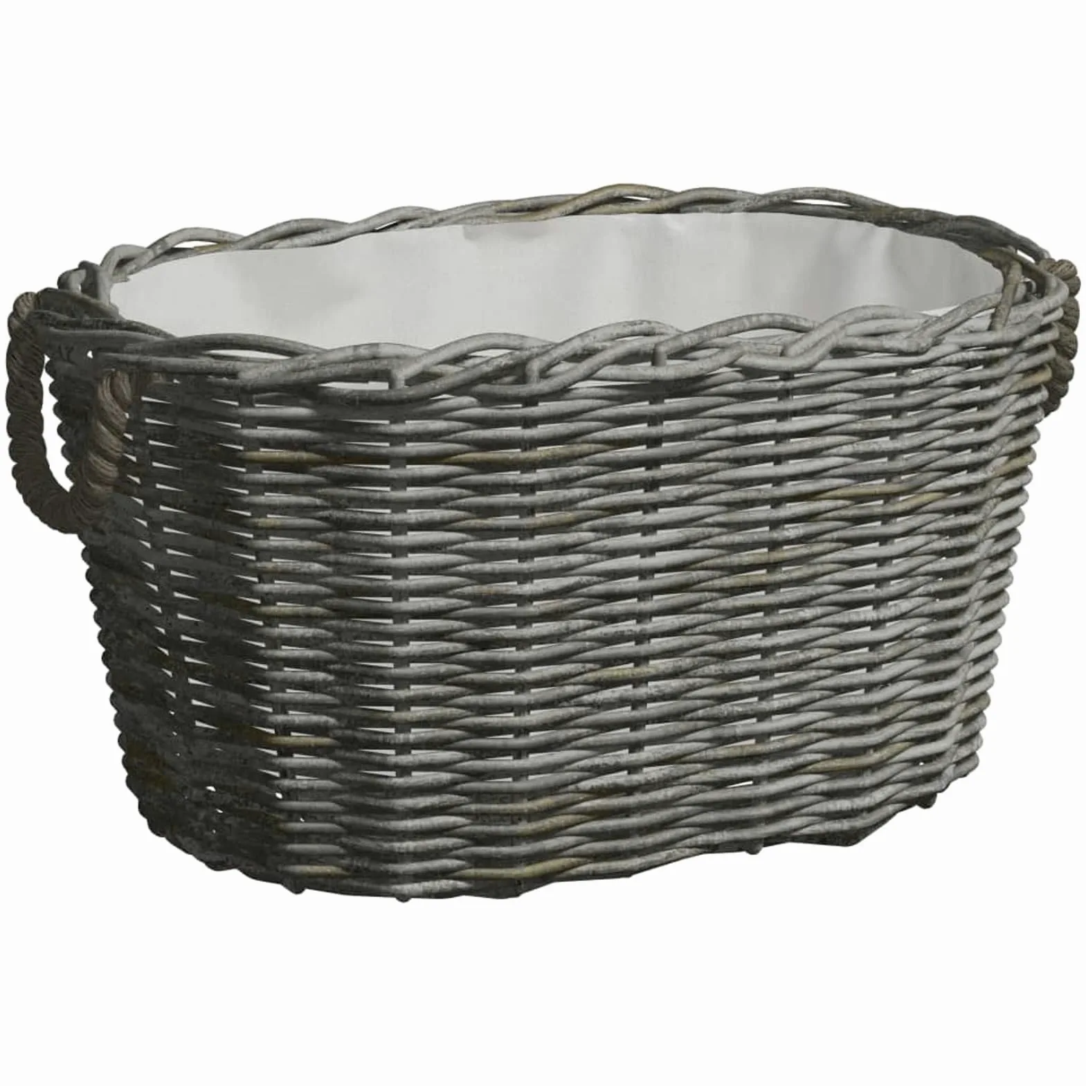 Homgoday Cestino a legna Manici di trasporto Salice Naturale Grigio 59x42x28 cm Cesto di vimini per conservare legna