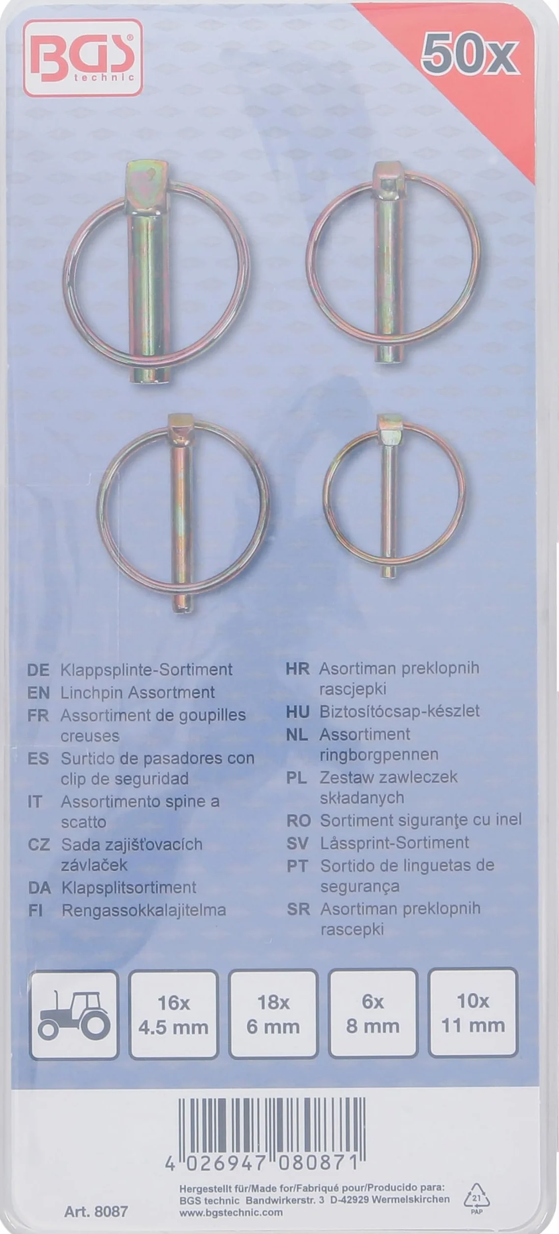 BGS 8087 Assortimento spine a scatto 50 pz.