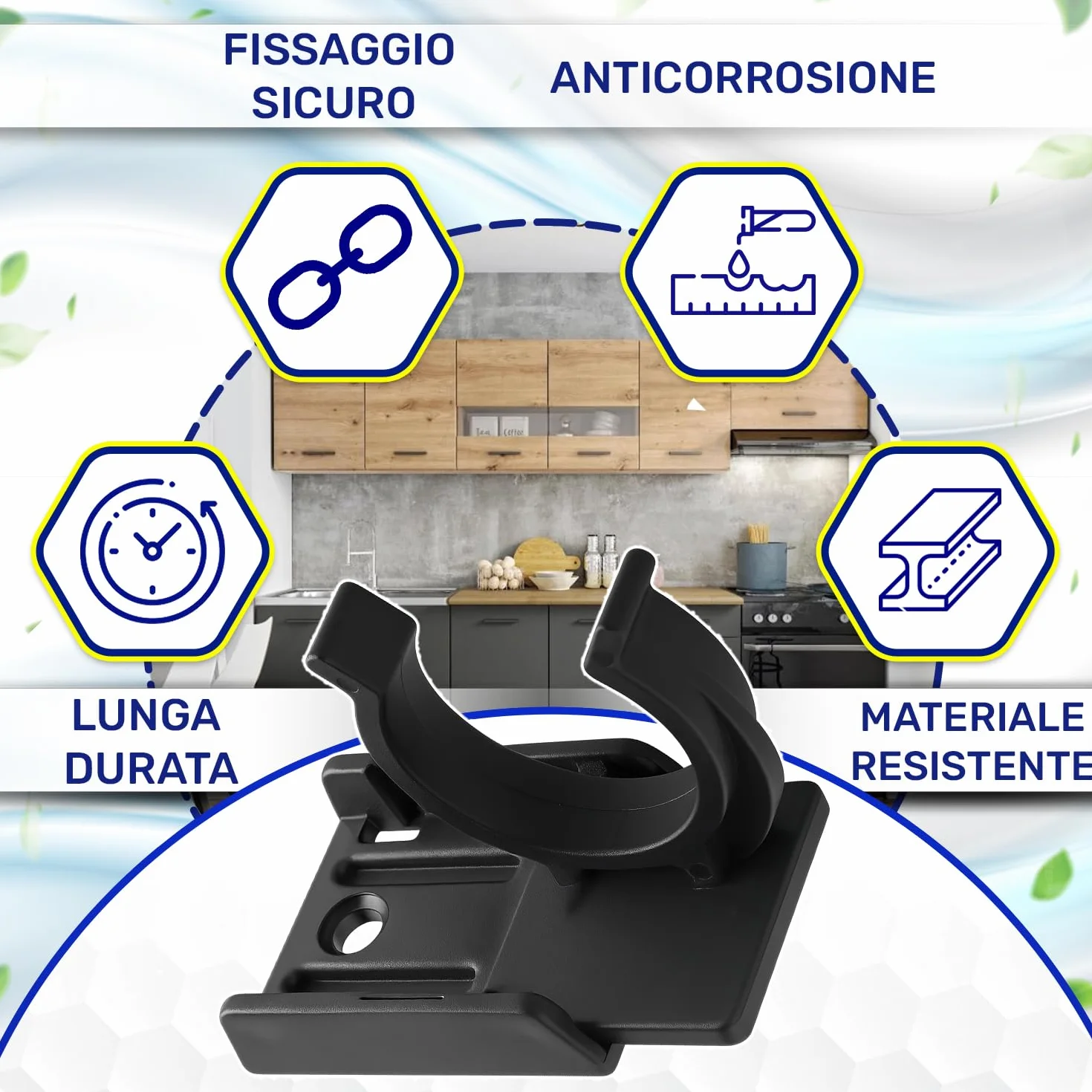 MONTERAL Ganci per Zoccolo Cucina Universale 30x34 mm Plastica Nero 20 Pezzi