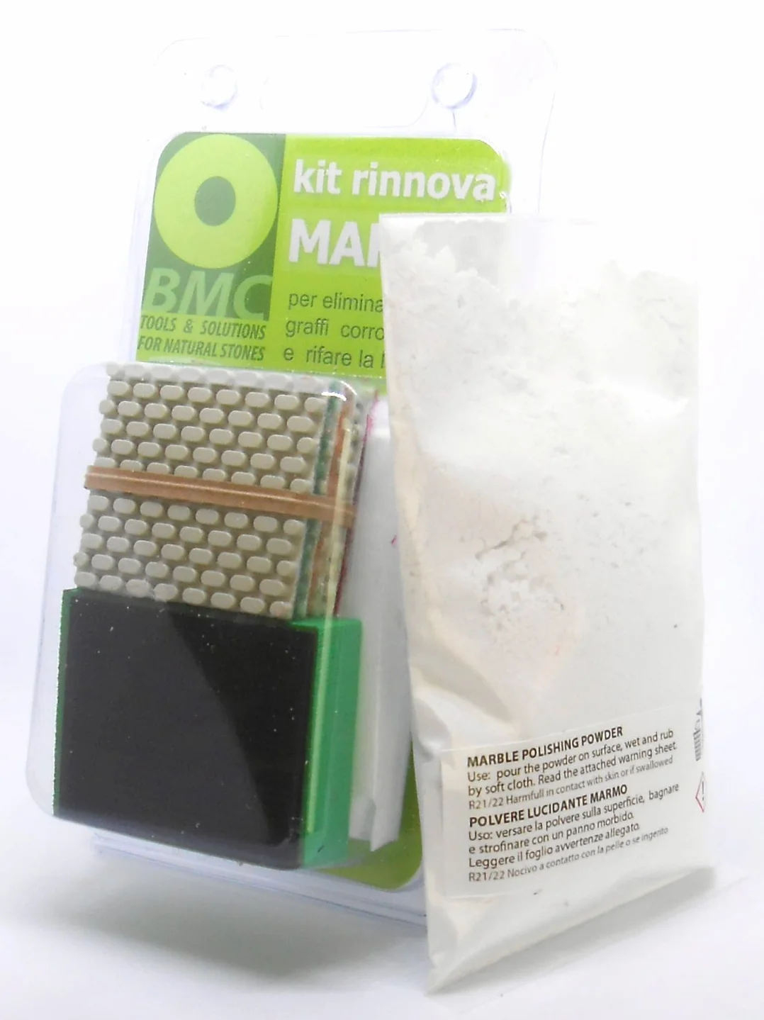 Kit Manuale MAXI Lucidatura Marmo PIETRE D'ALPI con Abrasivi Diamantati e Doppia Polvere Lucidante