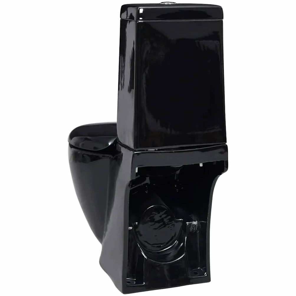 vidaXL WC Toilette in Ceramica da Bagno Nero Soft Close con Scarico Sanitari