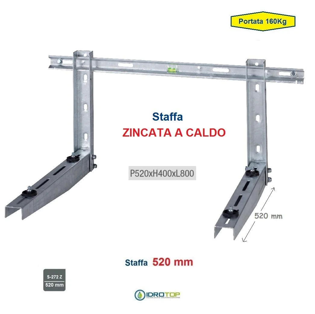 Staffa Regolabile ZINCATA a CALDO cm 52 per Climatizzatore portata 160 Kg.