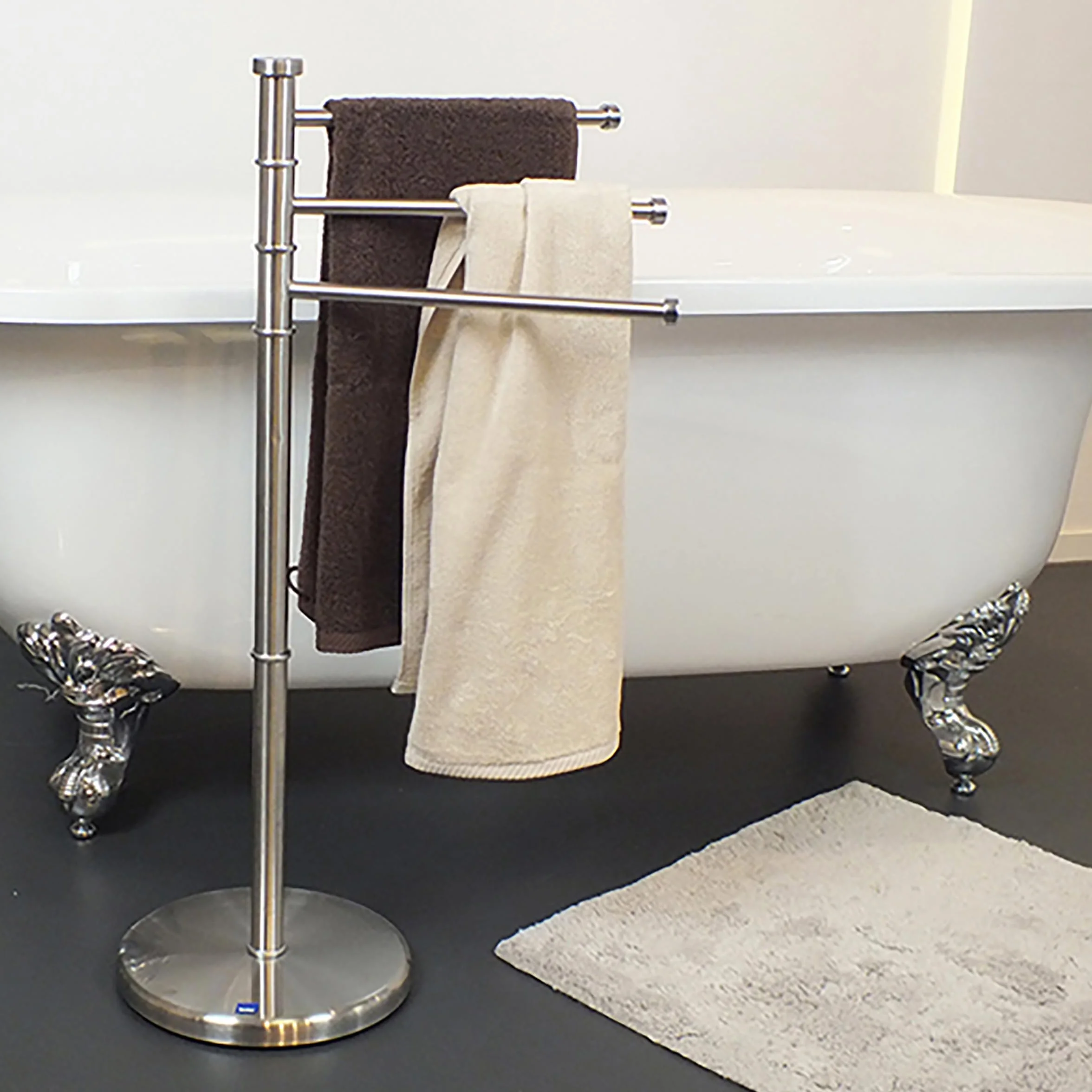 Kela Portasciugamani da Terra 85,5 cm Girevole 3 Barre SWING Acciaio Inox Opaco