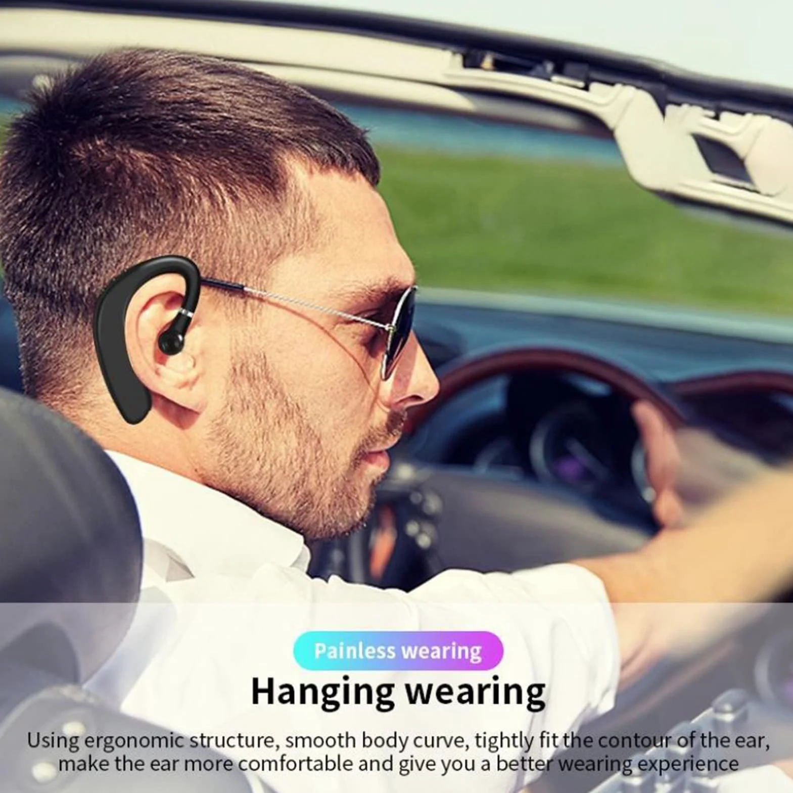 Auricolare Bluetooth 5.2, Auricolare Bluetooth 5.2 Wireless a Orecchio Singolo, Microfono HD Incorporato, Design Ergonomico, Orecchio Sinistro e Destro Universale, per Tablet