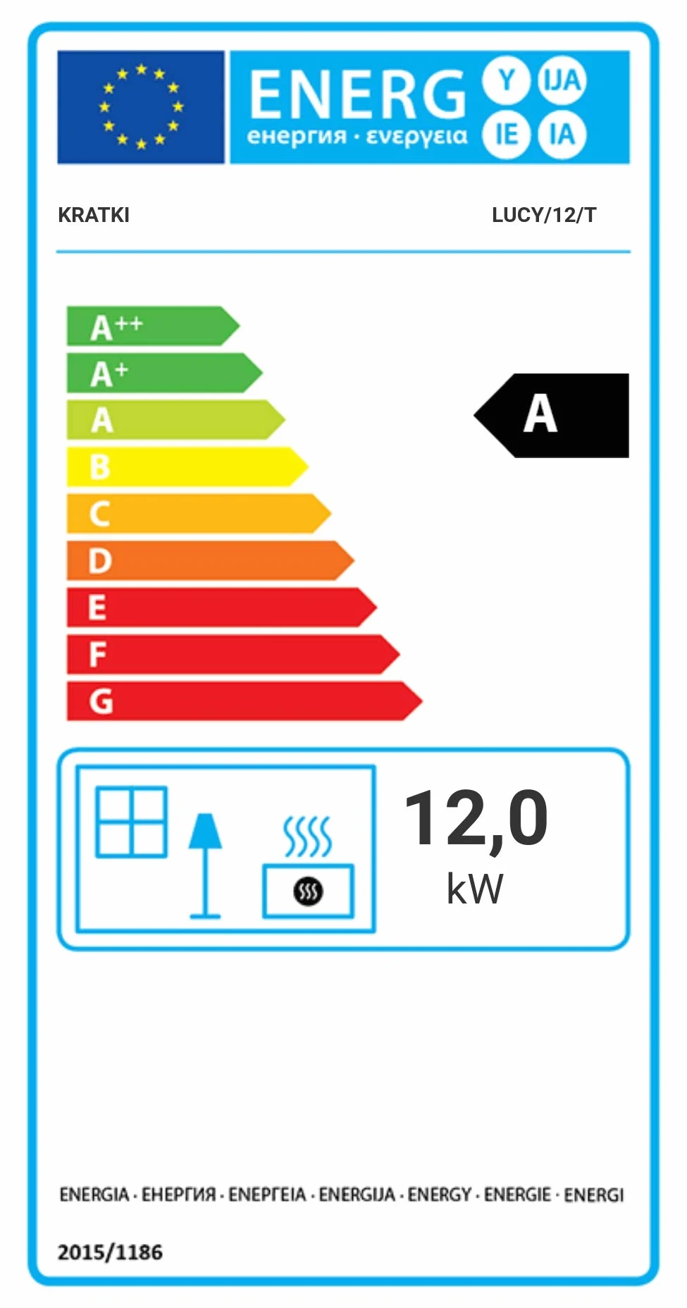 KRATKI Inserto per camino in acciaio a legna LUCY 12 kW Ø200 tunnel A | Acciaio nero, efficienza 80%, classe A. Ecodesign, BImSchV 2, Kratki PRO; per recupero calore.; combustione efficiente